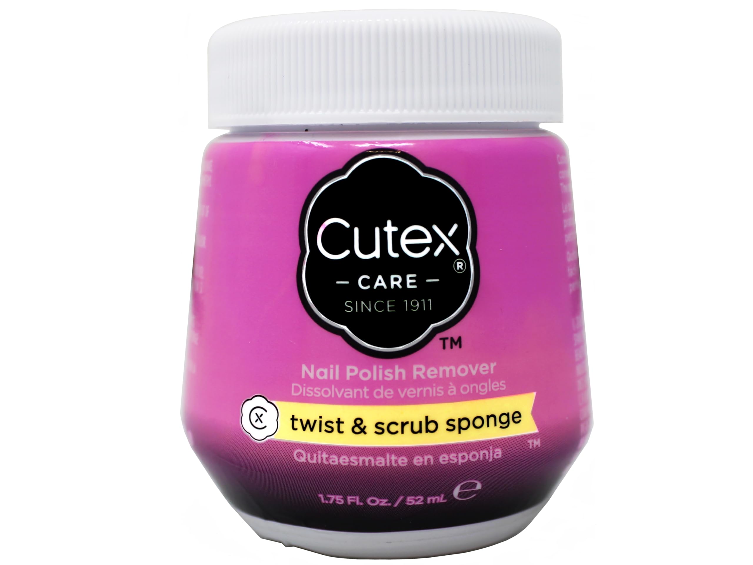 Cutex Nail Polish Remover Twist Scrub Sponge bottle front highlights two-pack convenience