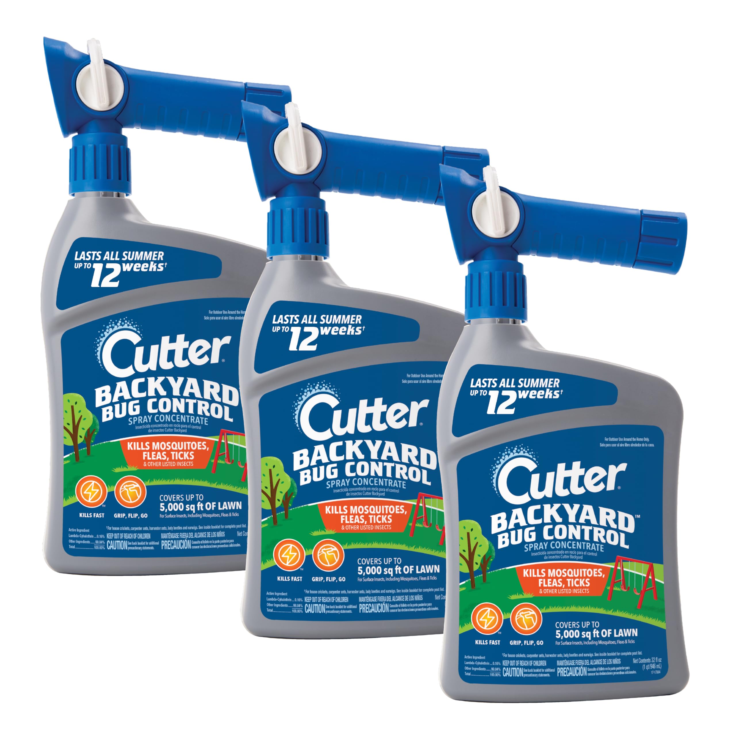 Cutter Backyard Bug Control spray bottle ready for lawn coverage