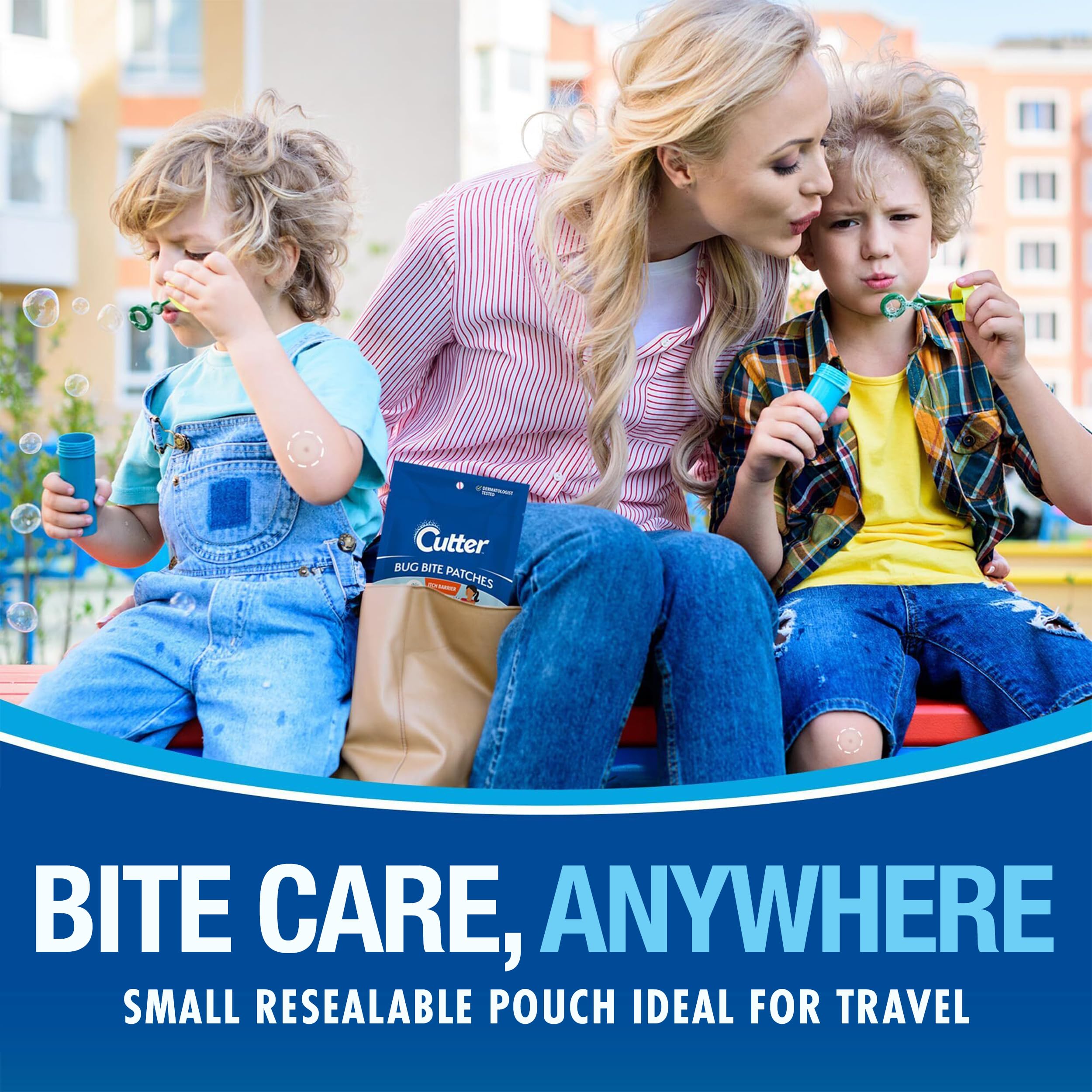 Cutter Bug Bite Patches two-sizes illustration demonstrates options for children and adults.