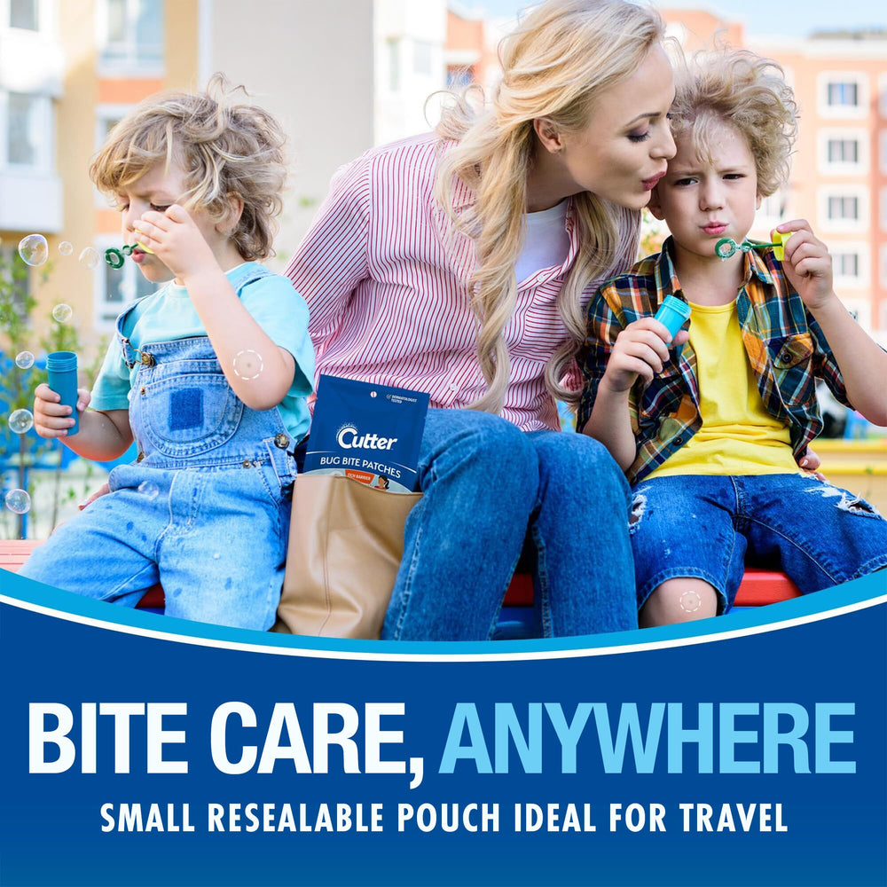 Cutter Bug Bite Patches two-sizes illustration demonstrates options for children and adults.