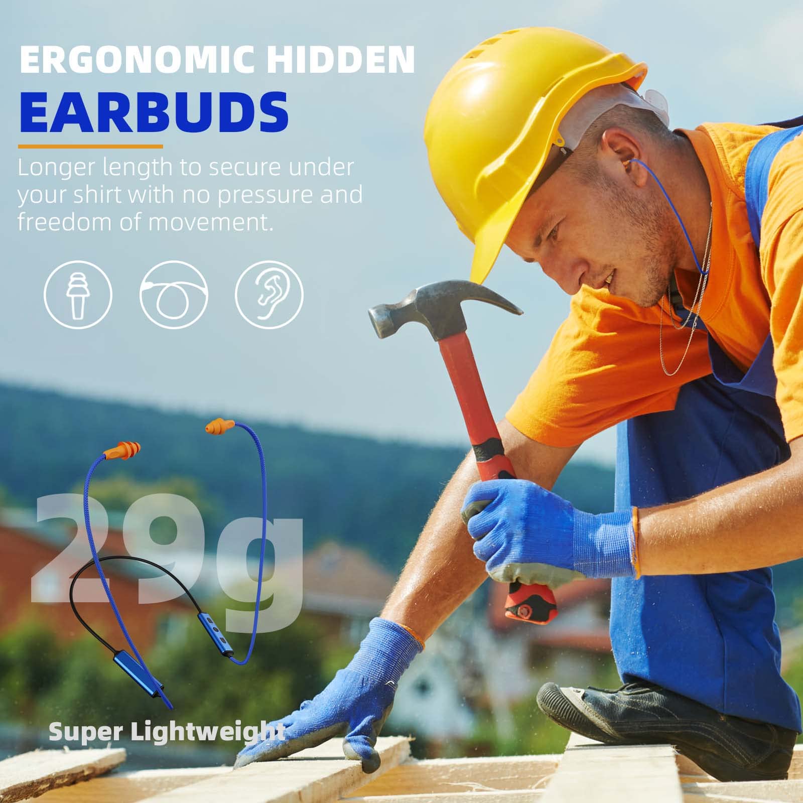 Cuzabe earphones endure sweat and rain for tough workdays.