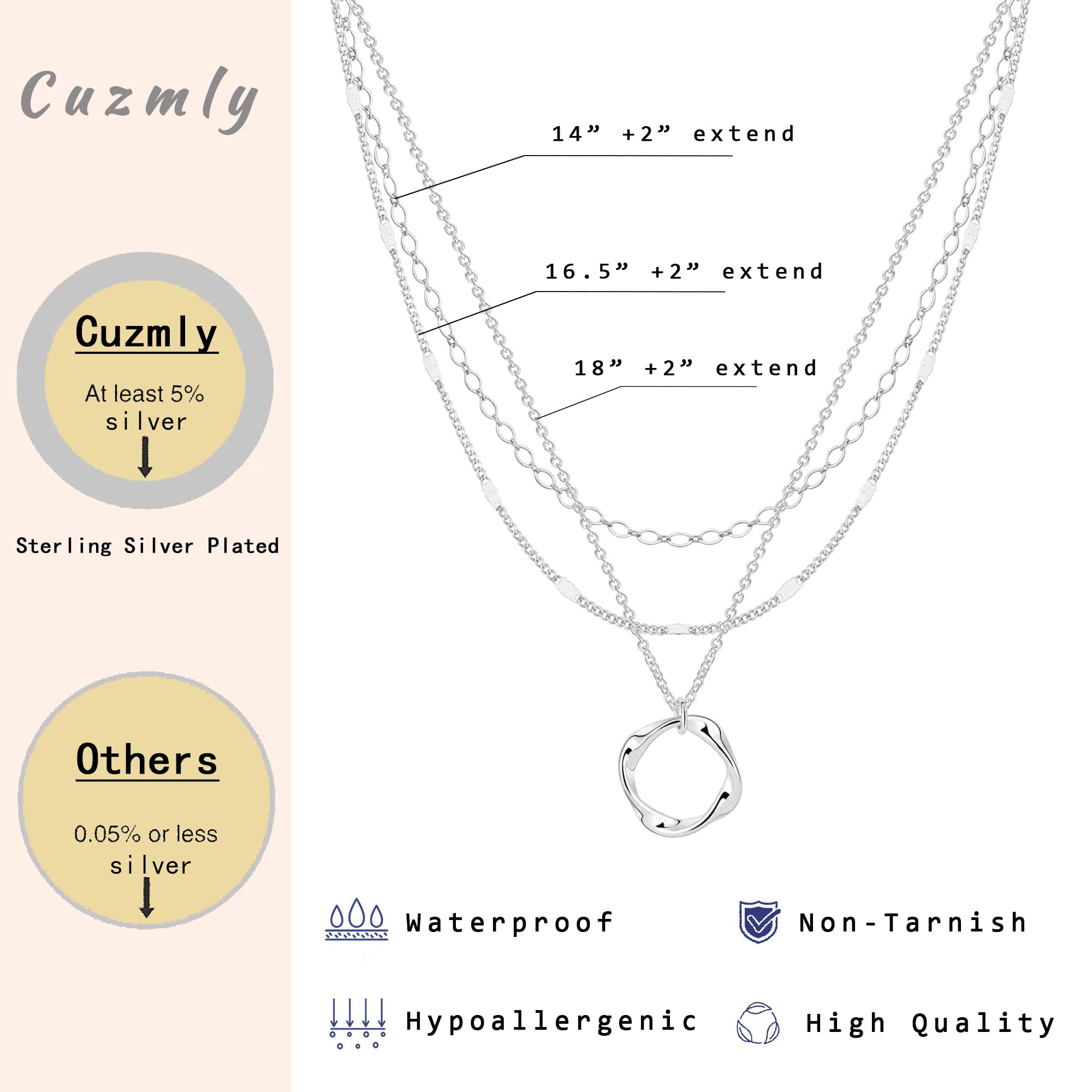 Cuzmly lobster clasp detail offers secure, easy fastening.