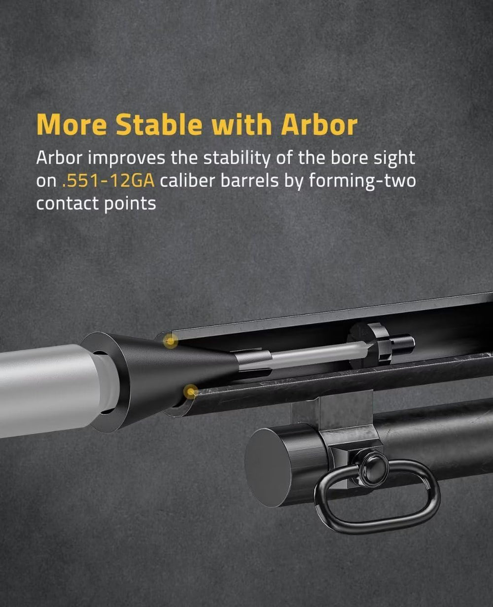 CVLIFE arbor accessory enhances stability for bore sighting.
