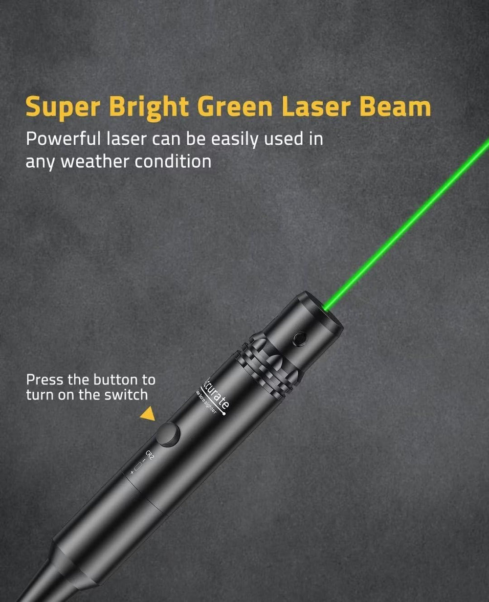 CVLIFE green laser bore sight showing bright alignment line.