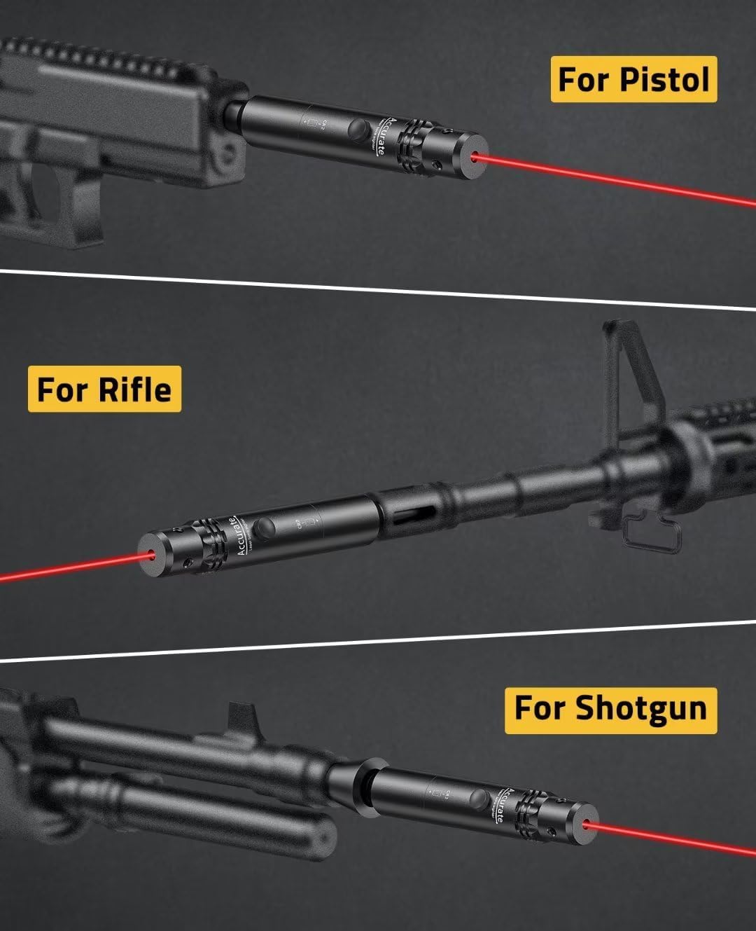 CVLIFE laser is visible from 15 to 100 yards for alignment.
