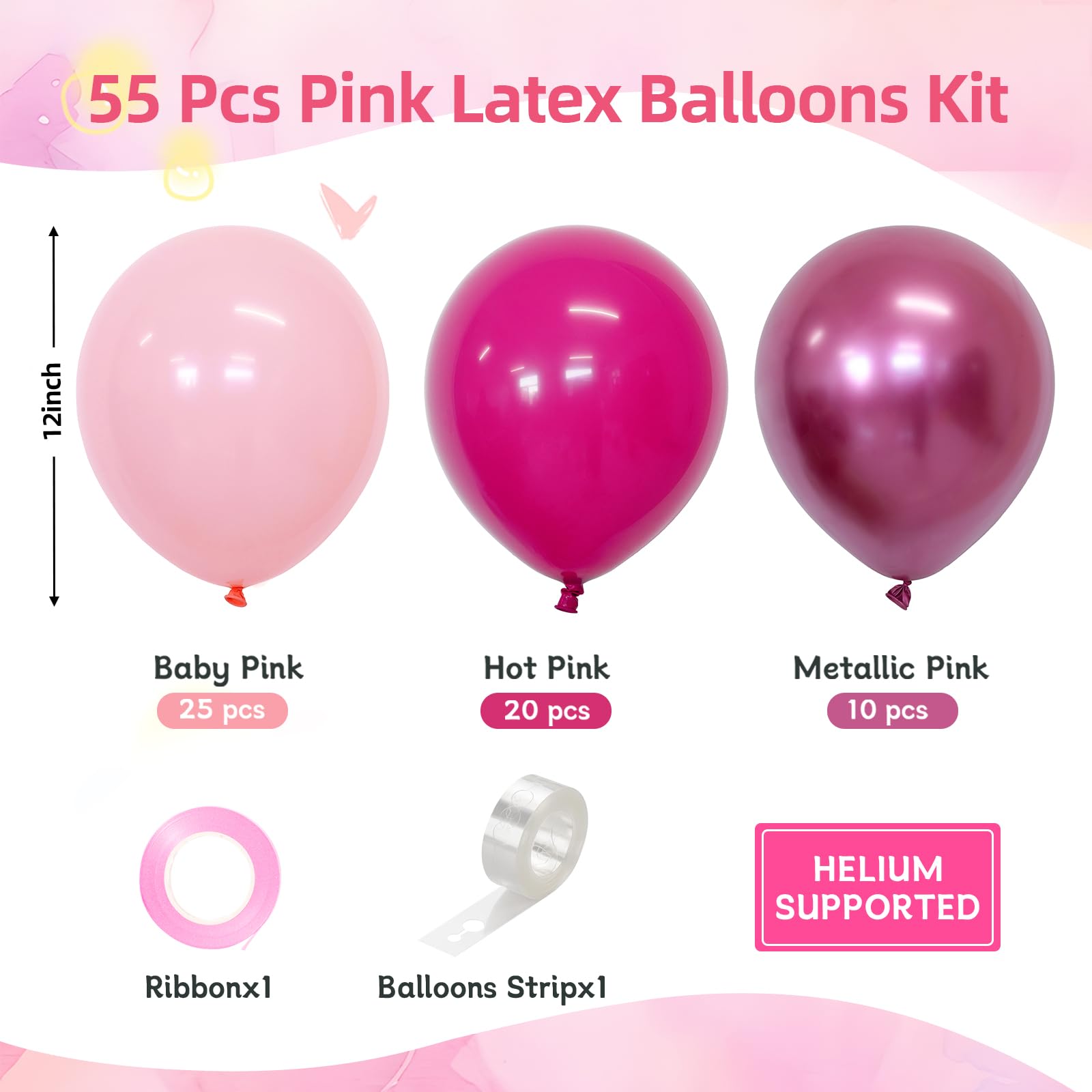 CVPARTYON baby pink balloons for soft, elegant birthday decor.
