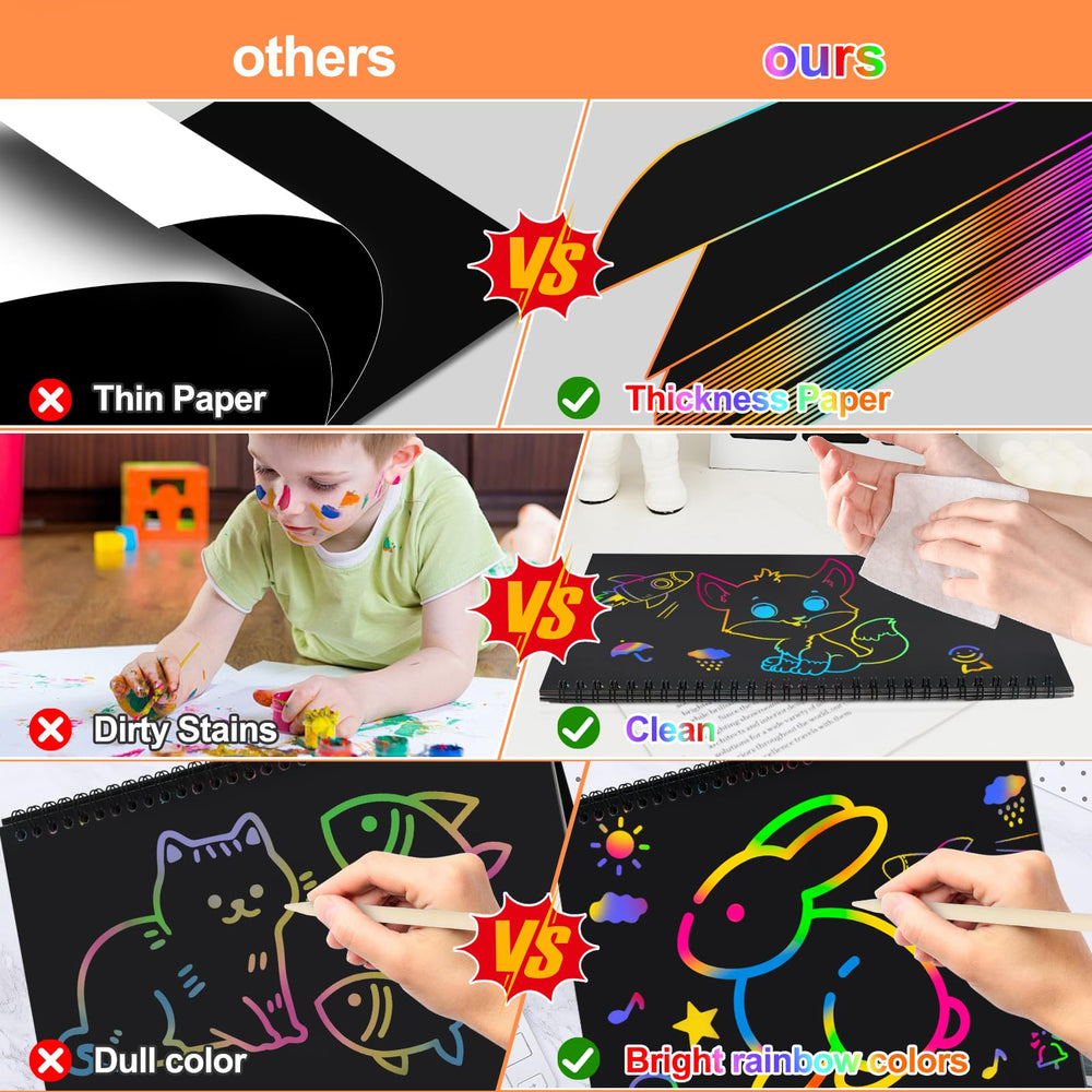 Cvvdycago two-pack scratch art books opened to reveal colors