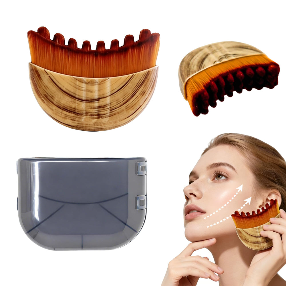 Cxguu Lymphatic Contour Face Brush highlights jawline for defined sculpting and reduced puffiness.