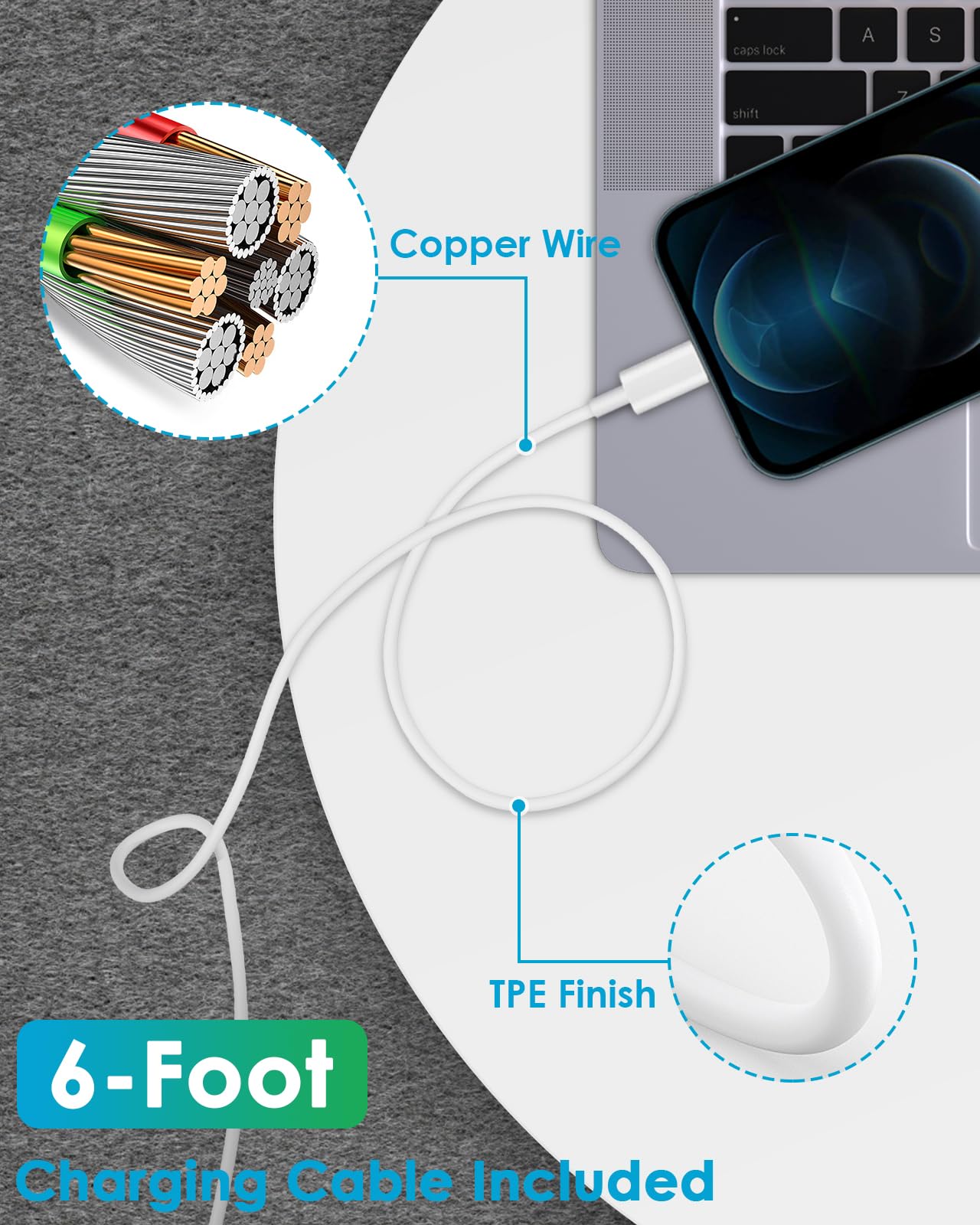 CXX MFi-certified cable ensures safe, compatible charging for iPhone devices.