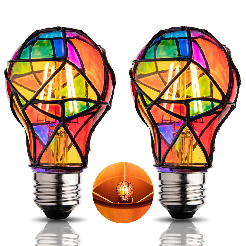 CybaaLuxzus stained glass light bulb rainbow-painted for romantic mood lighting