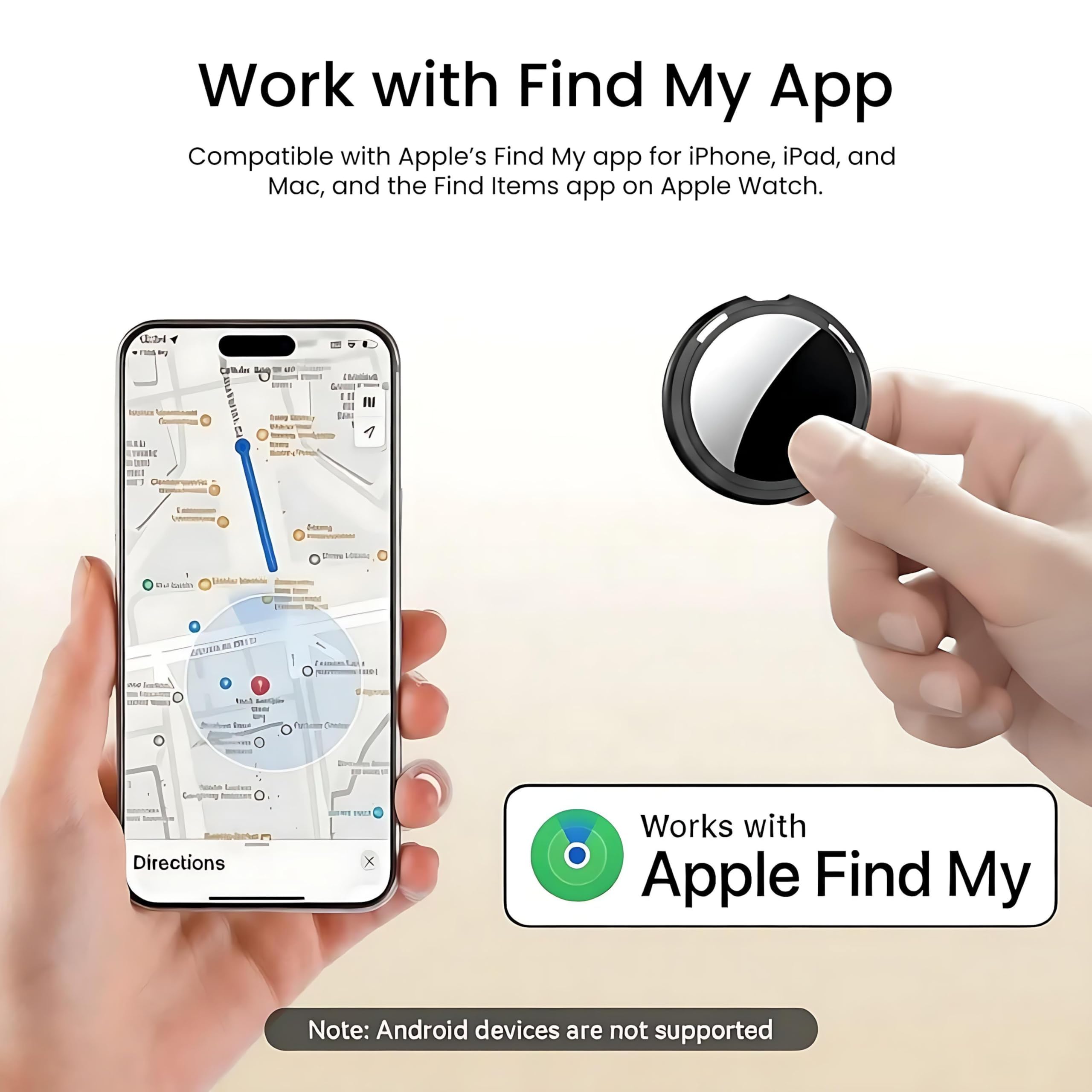 CYBERDOT Find My setup image demonstrates iOS pairing for quick local locating.