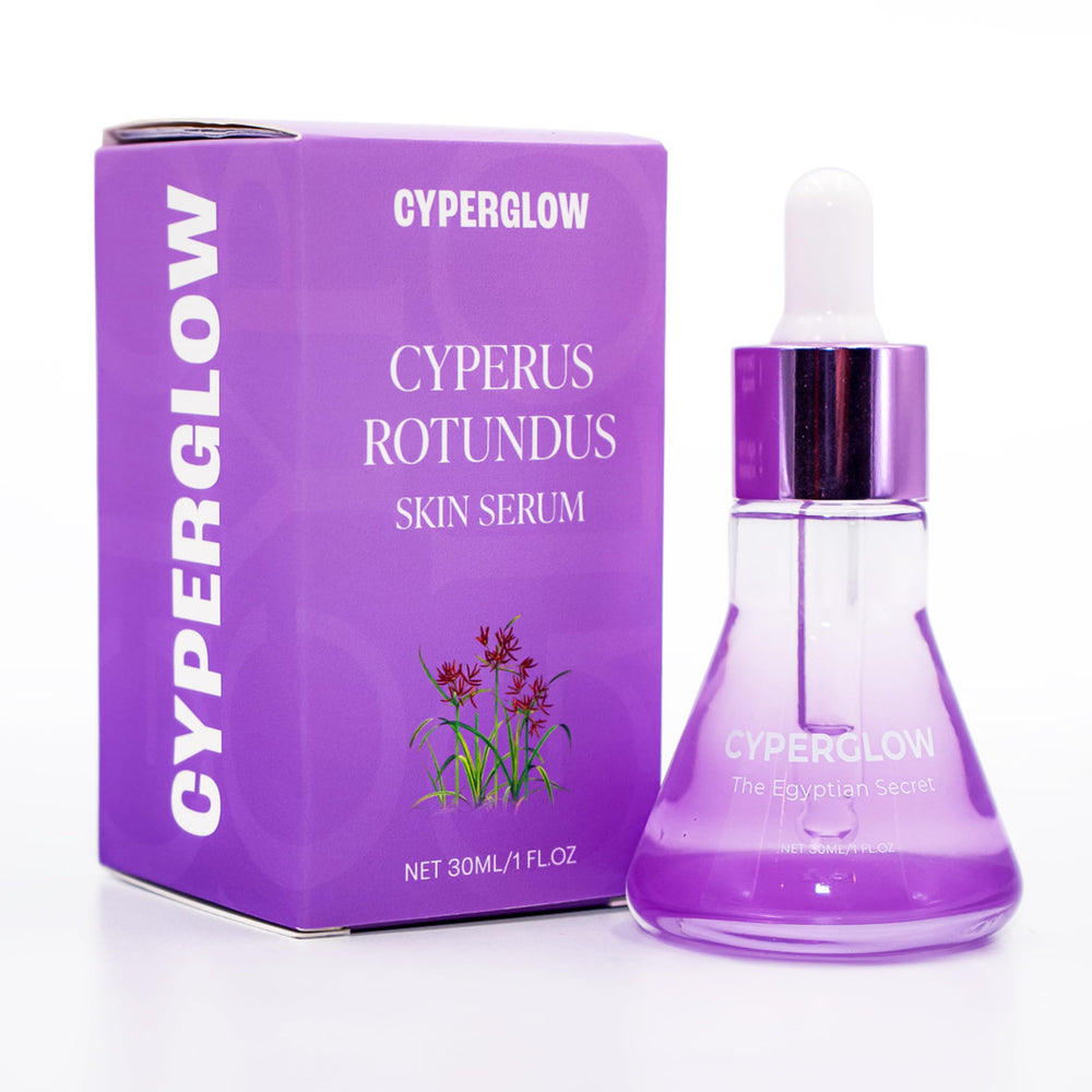 CYPERGLOW Cyperus Rotundus serum bottle for smooth, hydrated skin.