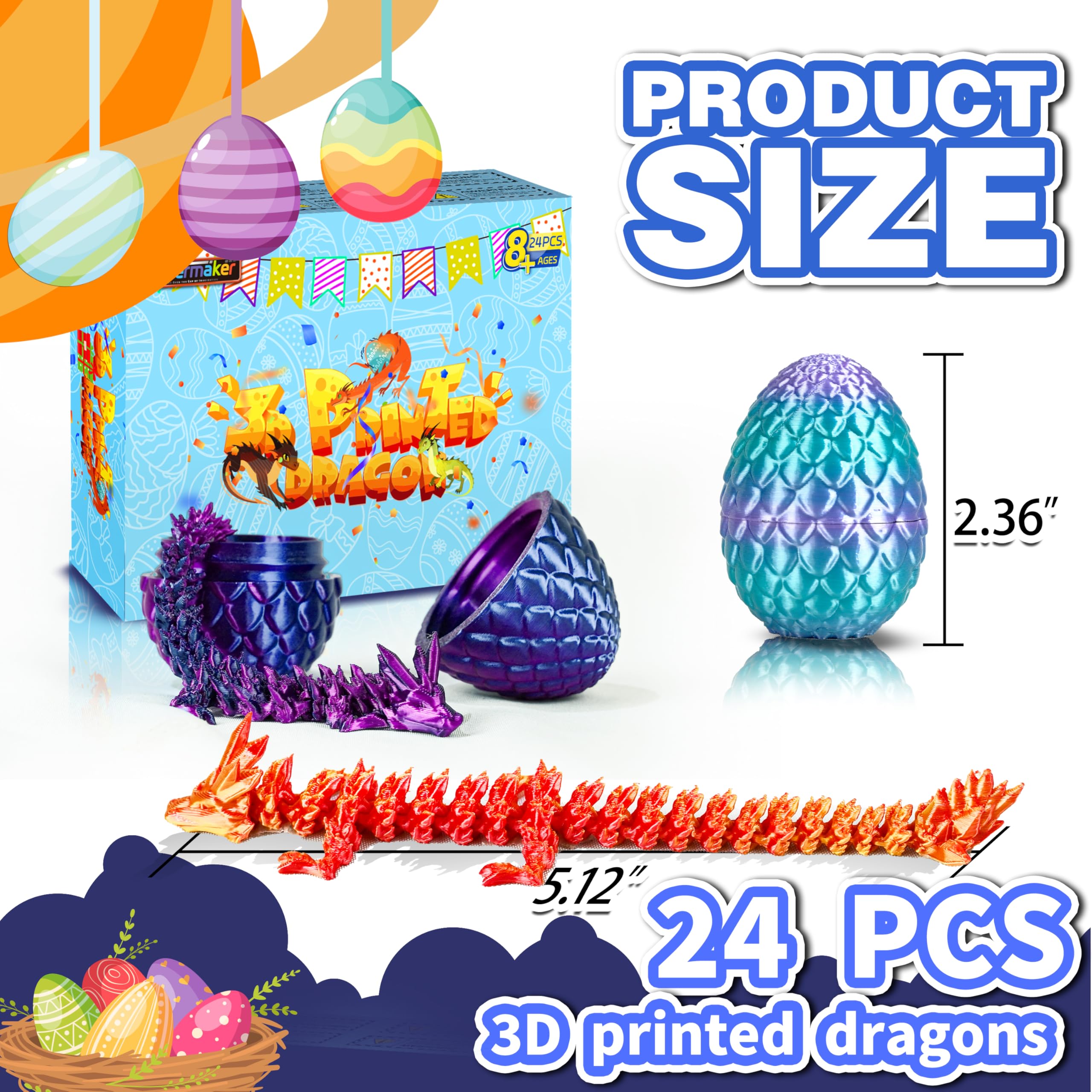 Cybermaker 3D-printed dragon inside egg, durable and detailed