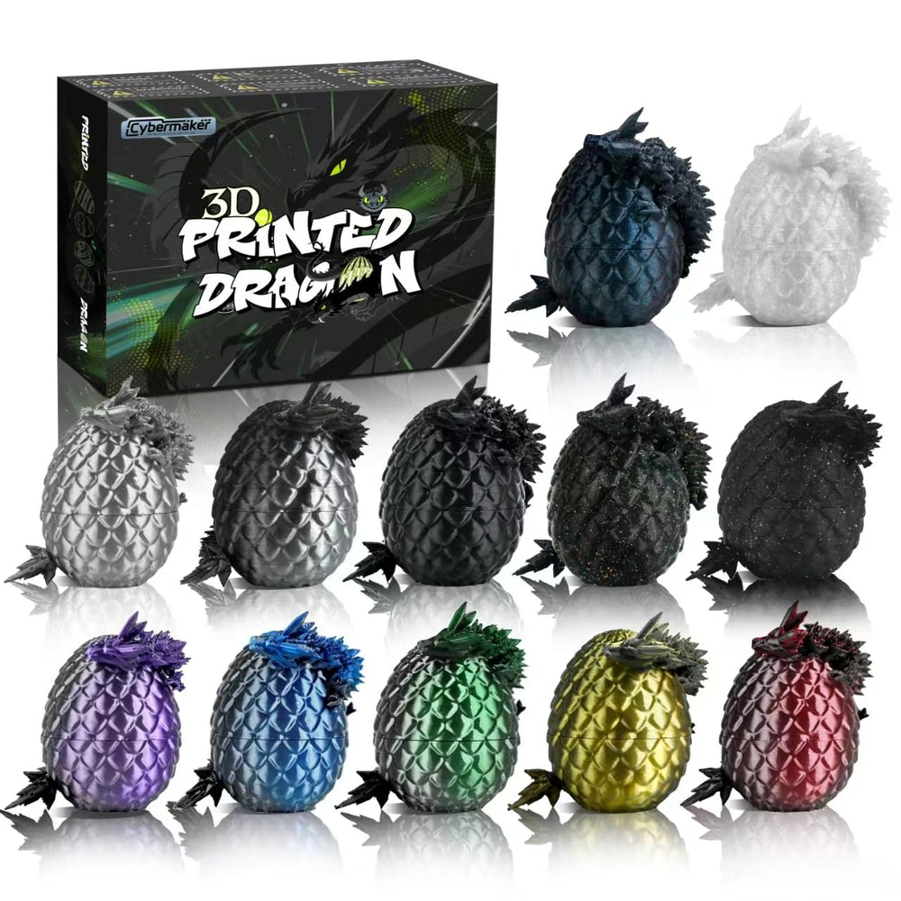 Cybermaker black dragon egg set on a desk creates a dramatic, collectible display