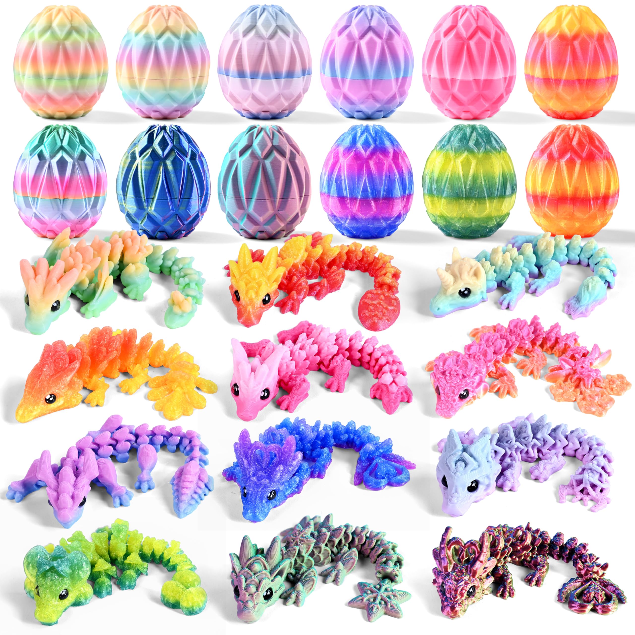 Cybermaker diamond dragon egg with poseable dragon inside for Easter display and desk decor.
