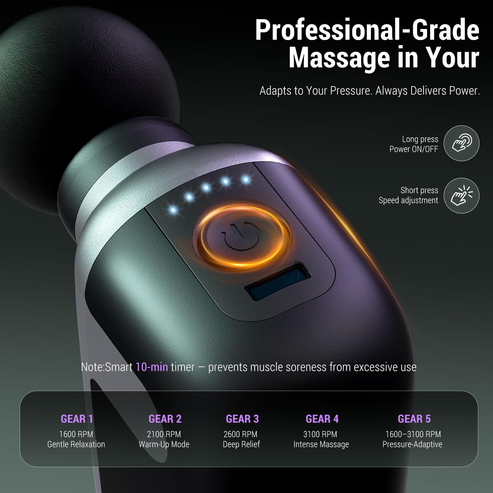 CYBPOK Mini Massage Gun with nine heads for customizable sessions