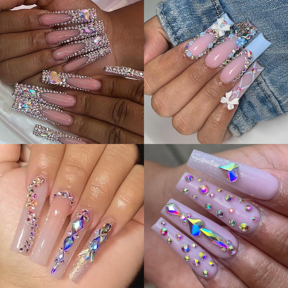 Cycullinyt trendy 3D nail diamonds set adds depth and shine for DIY manicures.