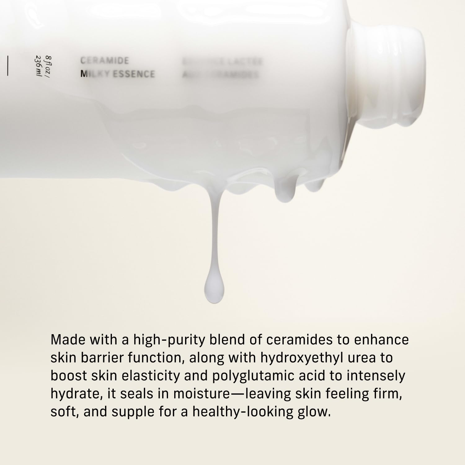 Hands applying CYKLAR Ceramide Milky Essence for smooth, hydrated skin.