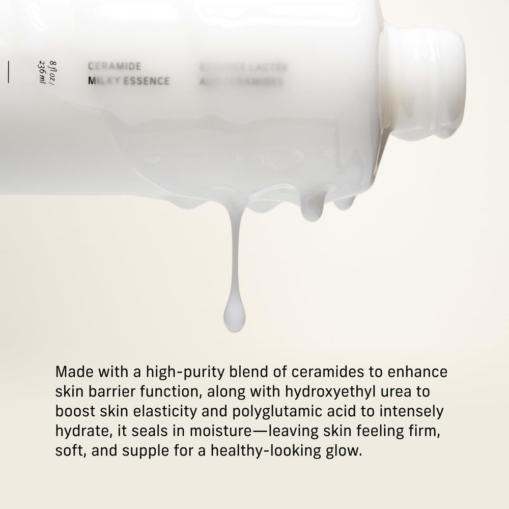 Hands applying CYKLAR Ceramide Milky Essence for smooth, hydrated skin.