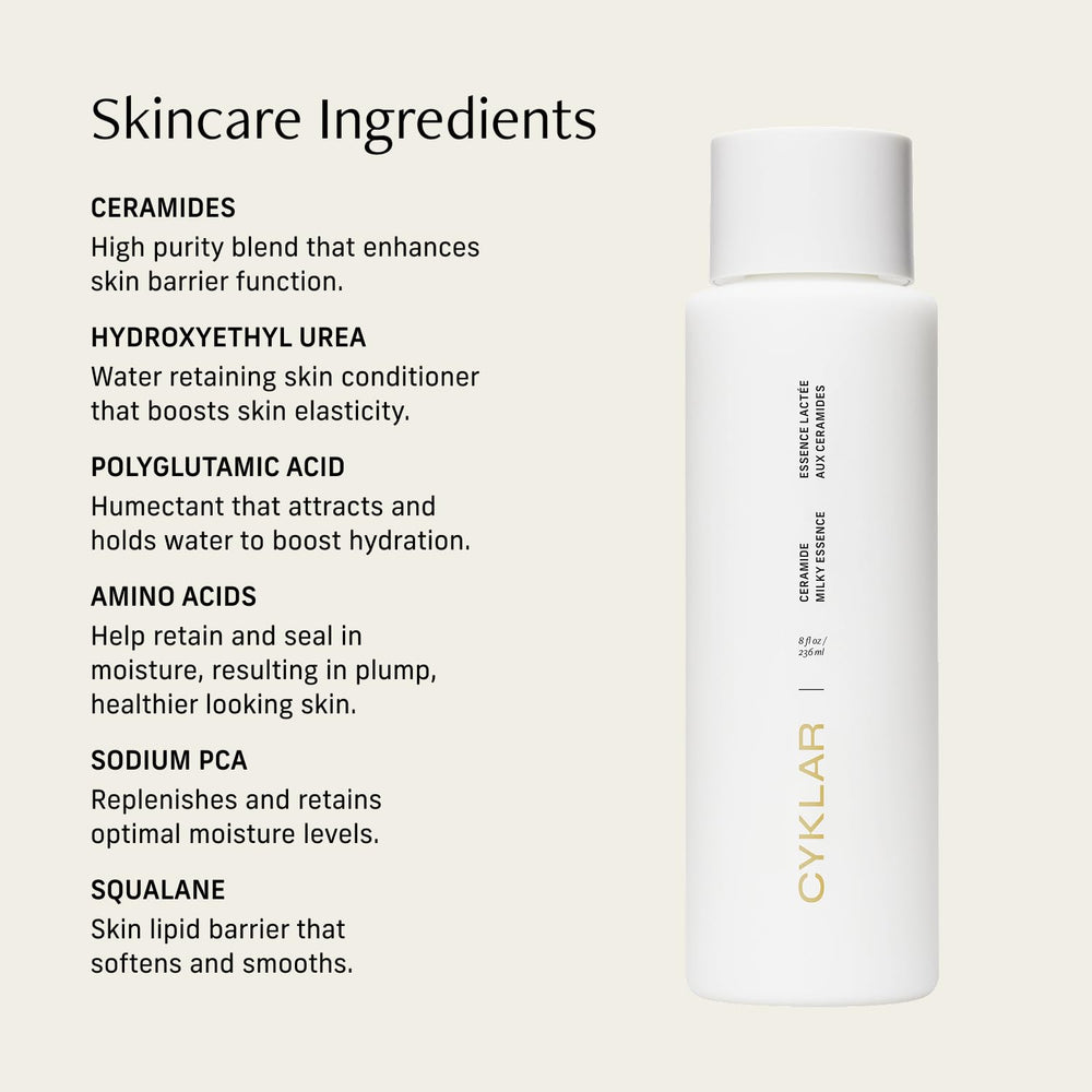 CYKLAR Ceramide Milky Essence supports skin barrier, layer with other creams.