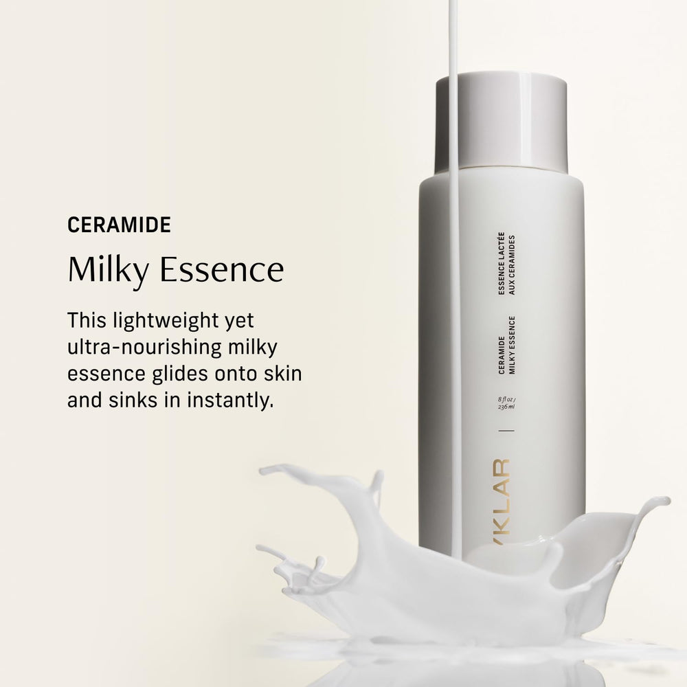 CYKLAR Ceramide Milky Essence texture close-up shows milky, lightweight formula for dry skin.