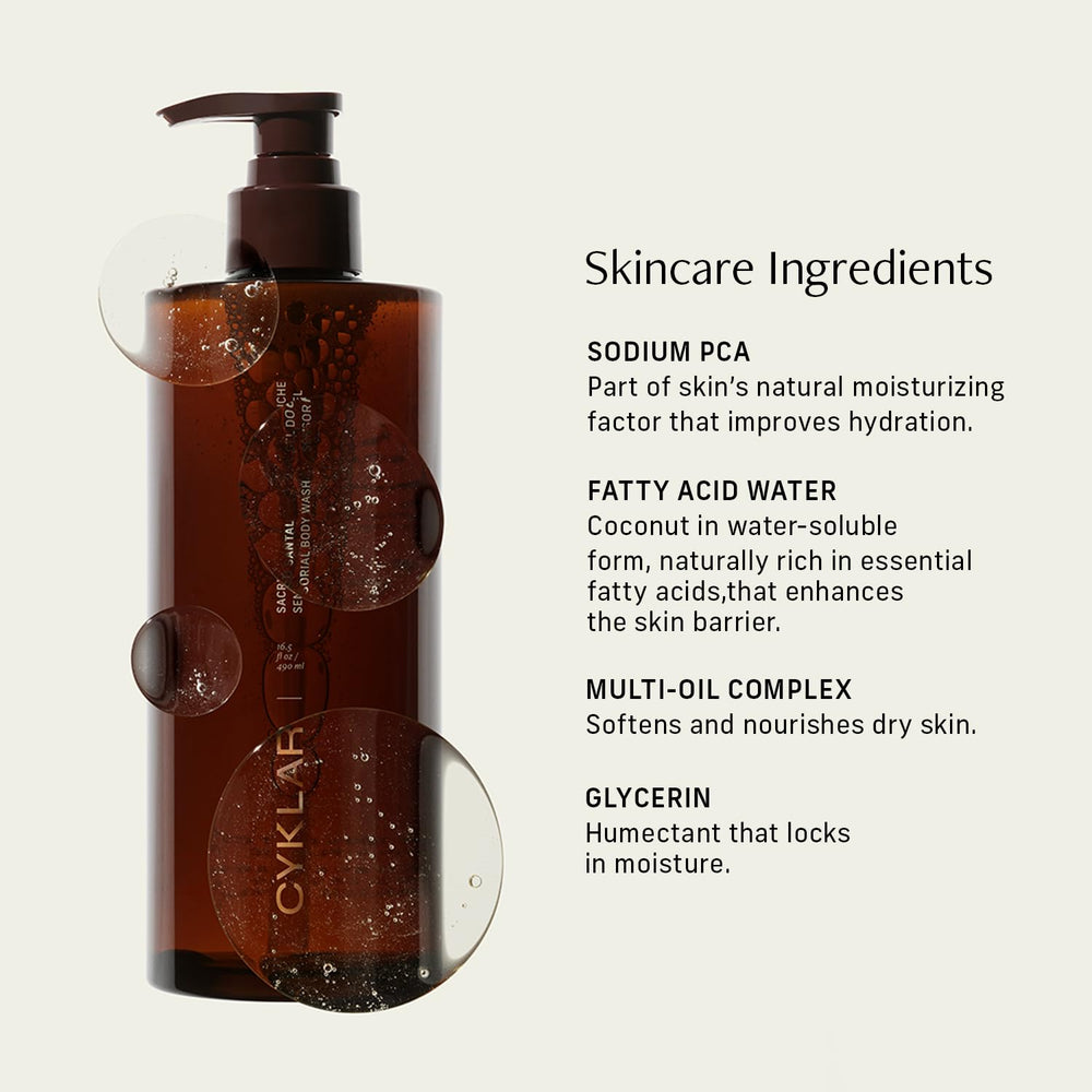 CYKLAR multi-oil complex close-up shows nourishing care for skin.