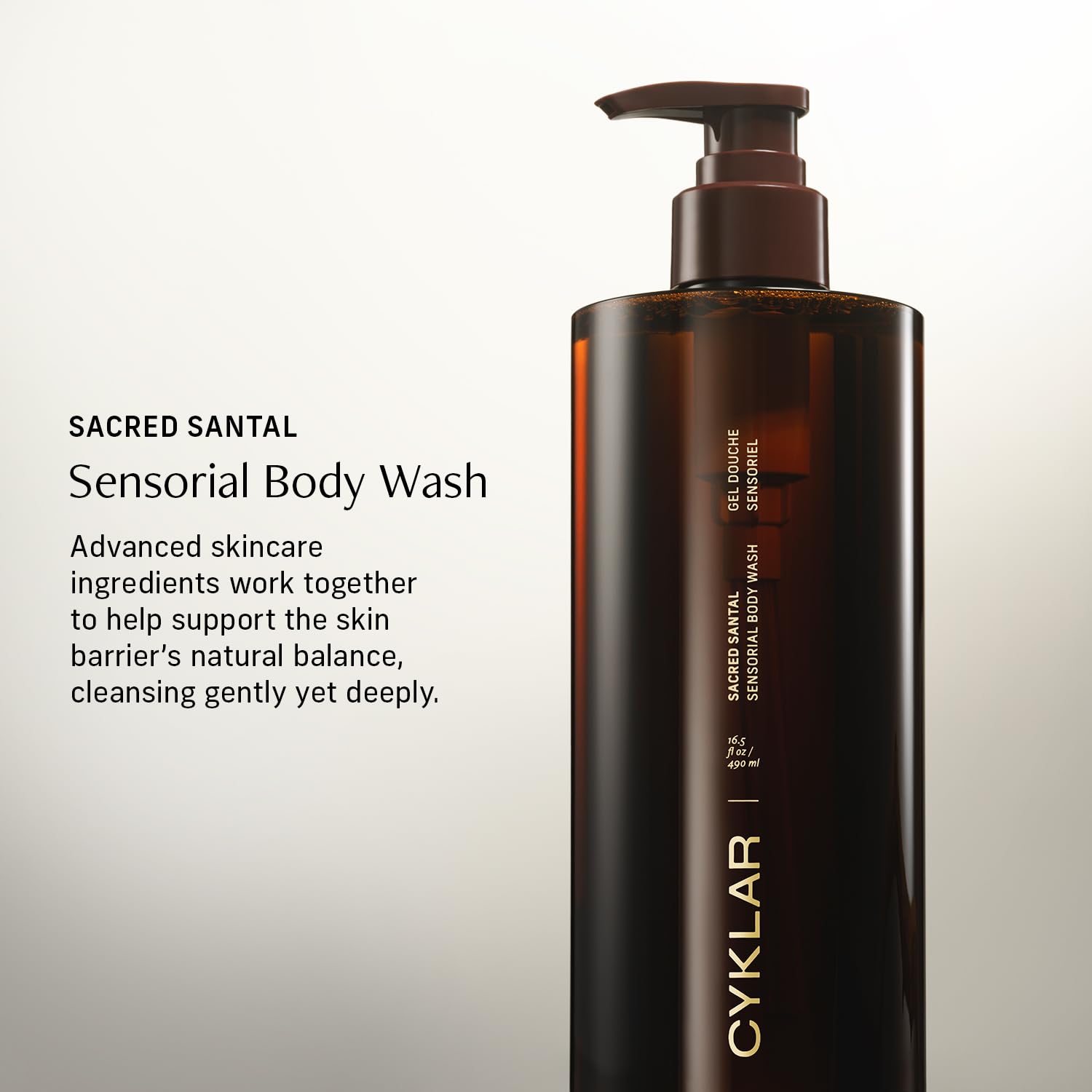 CYKLAR Sacred Santal fragrance swirl for a calming shower ritual.