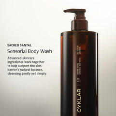CYKLAR Sacred Santal fragrance swirl for a calming shower ritual.
