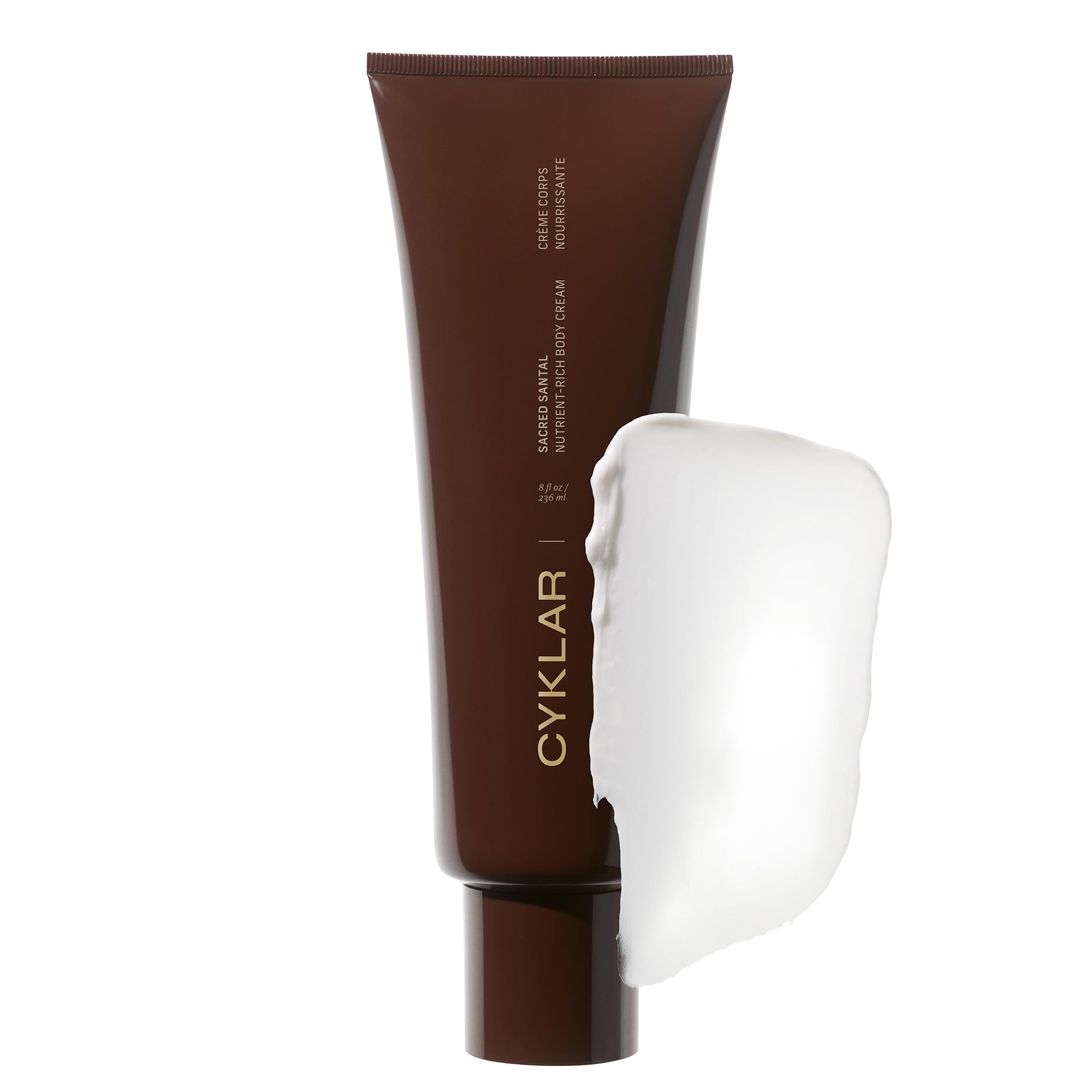CYKLAR Sacred Santal nutrient cream bottle demonstrates hydration without greasiness