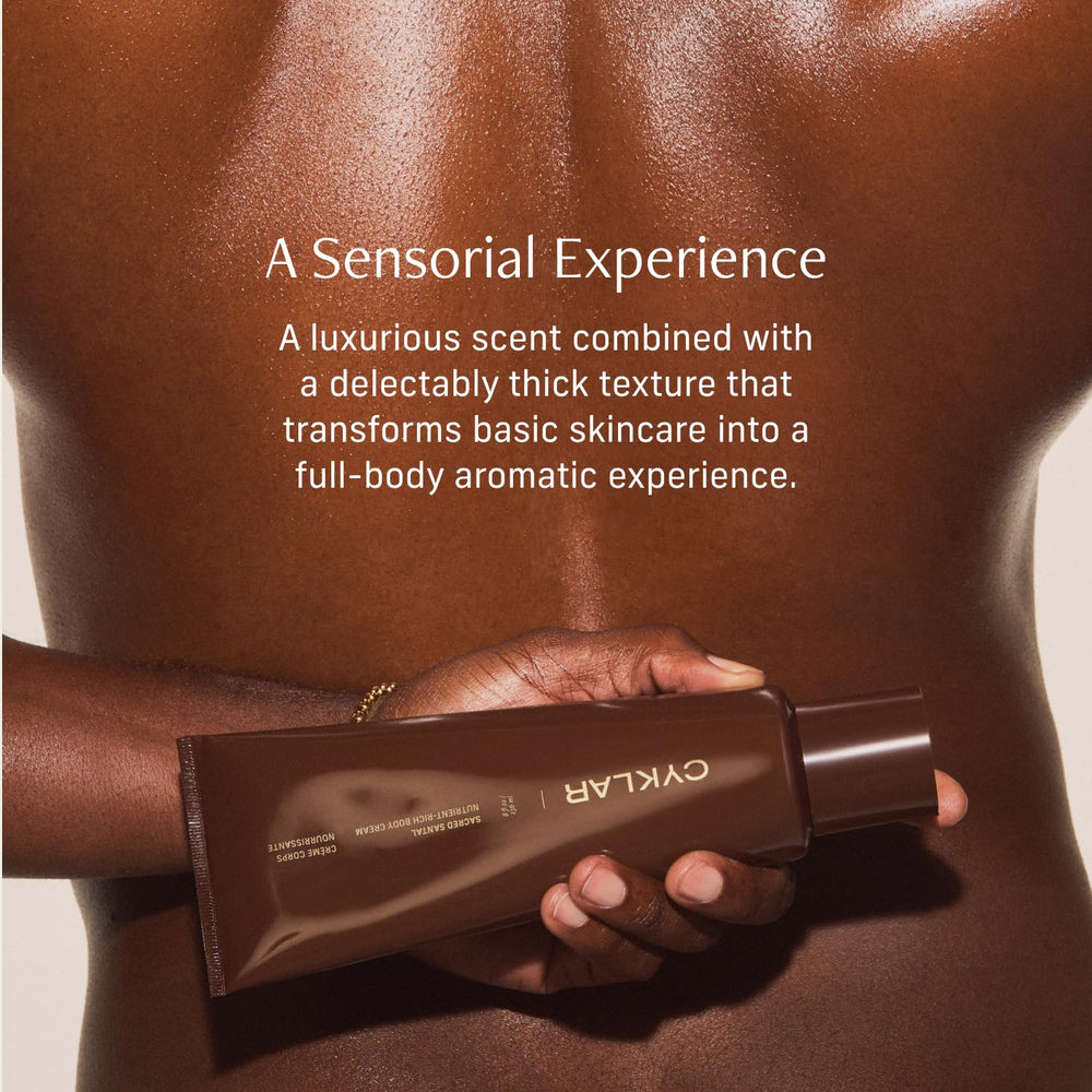 CYKLAR Sacred Santal 8oz tube packaging for indulgent self care