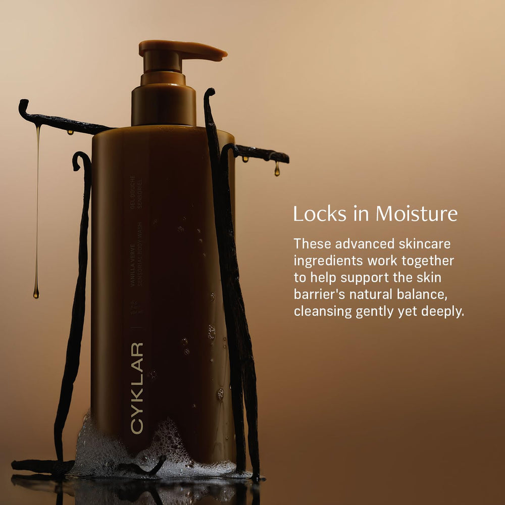 CYKLAR Sensorial Body Wash bottle with pump enables easy daily cleansing.