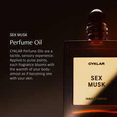 CYKLAR Sex Musk applying to pulse points for lasting scent.