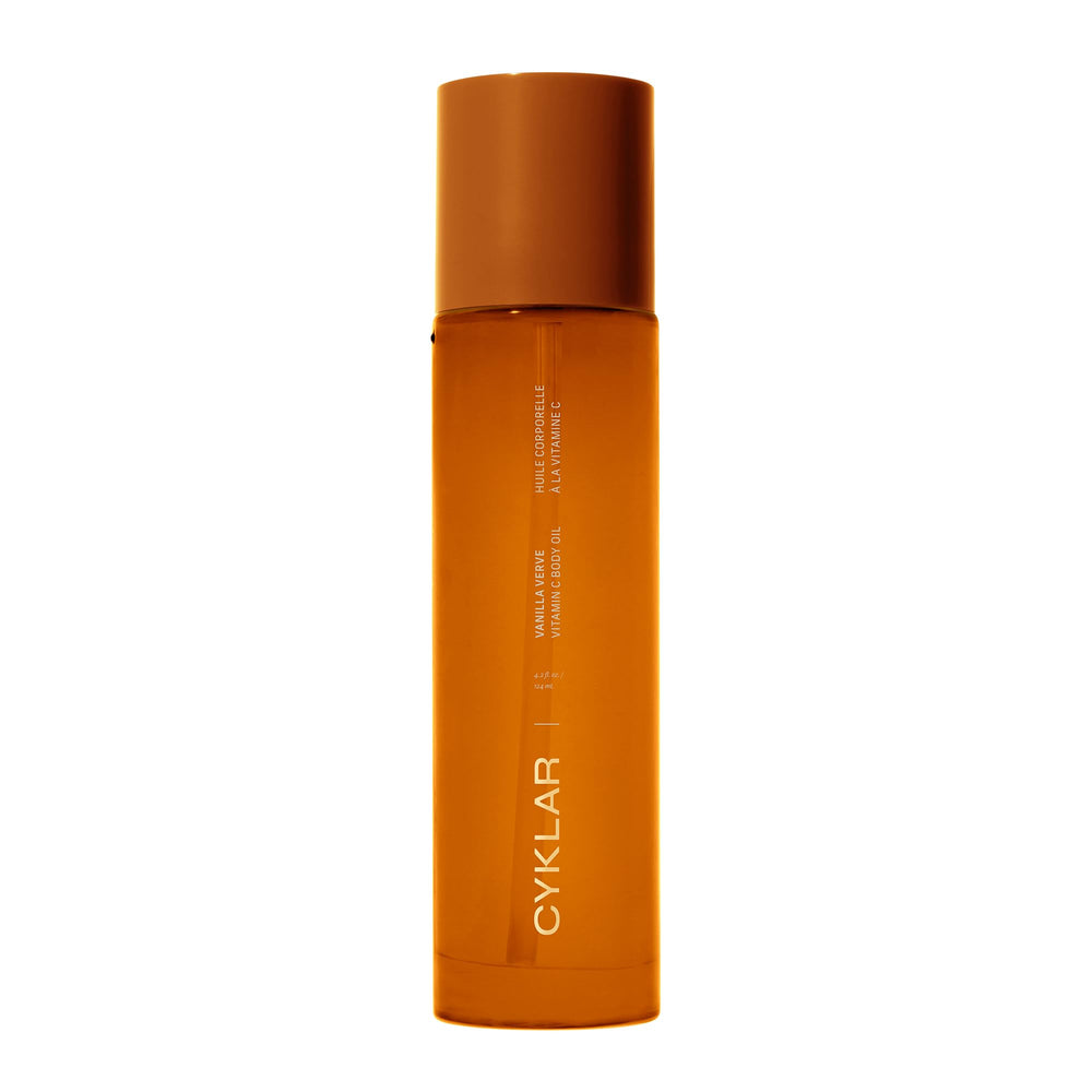 CYKLAR Vitamin C body oil bottle radiates glow