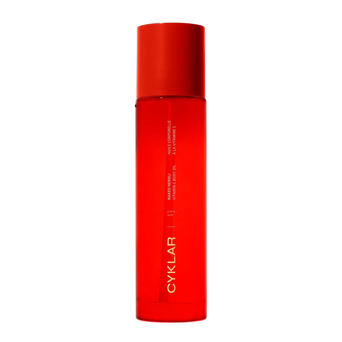 CYKLAR Vitamin C Body Oil bottle close-up for nourishing hydration across skin types.