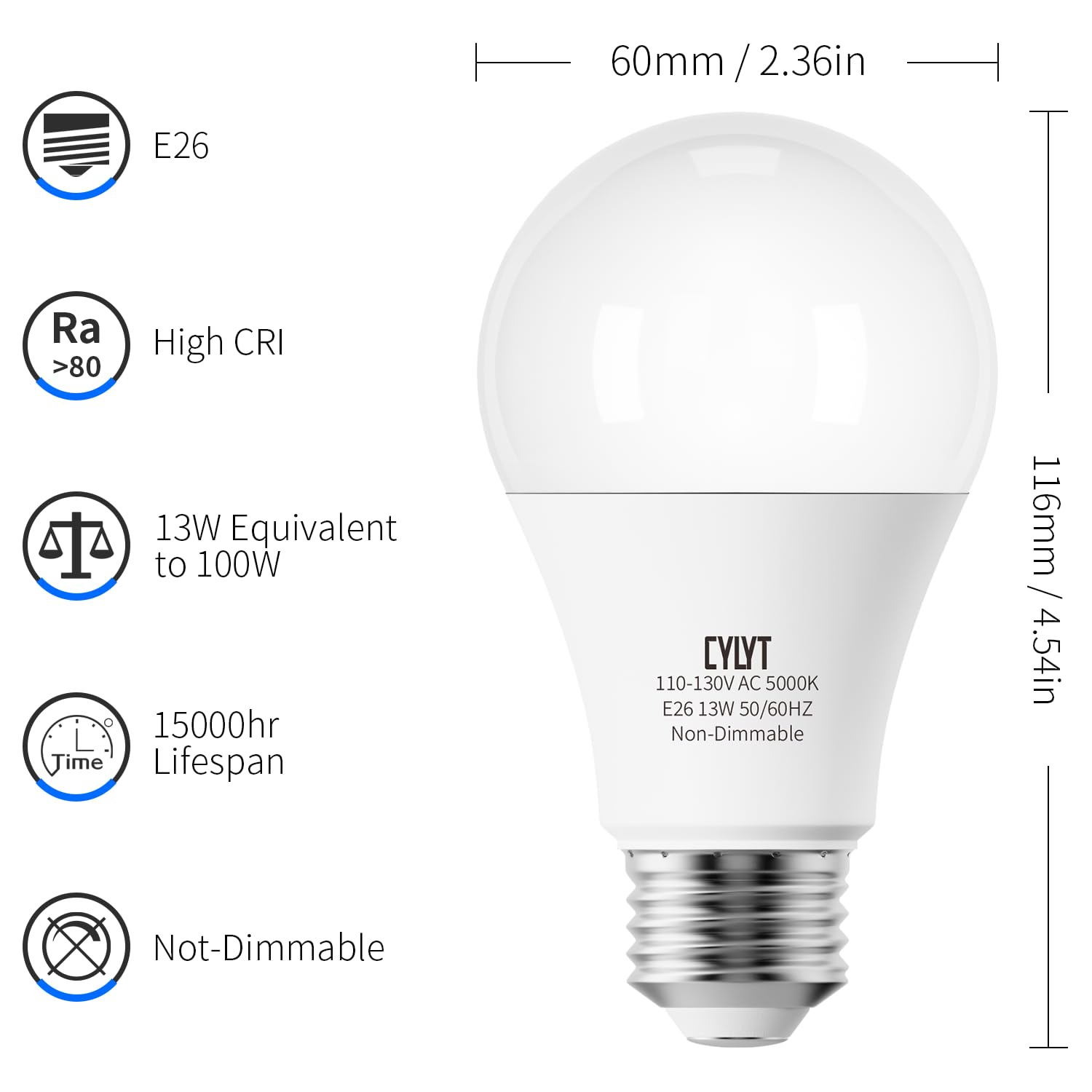 CYLYT 1500 lumens daylight bulb ideal for kitchens and workspaces