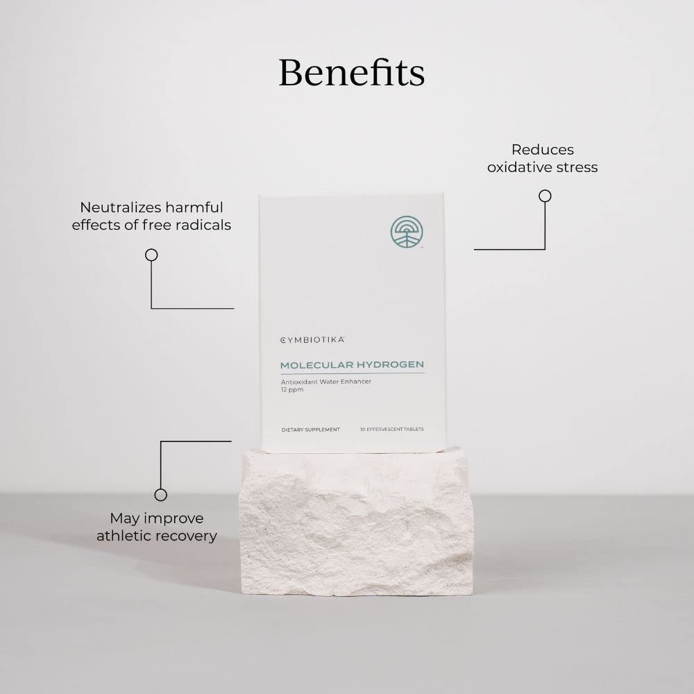 CYMBIOTIKA H2 bottle packaging highlights gluten-free and keto-friendly benefits.