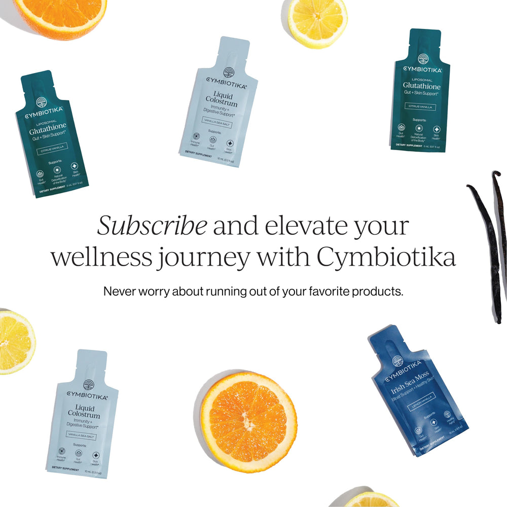 CYMBIOTIKA Packaging box indicates one-month supply and citrus vanilla flavor