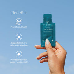 CYMBIOTIKA Liposomal Glutathione pour shows quick absorption before meals