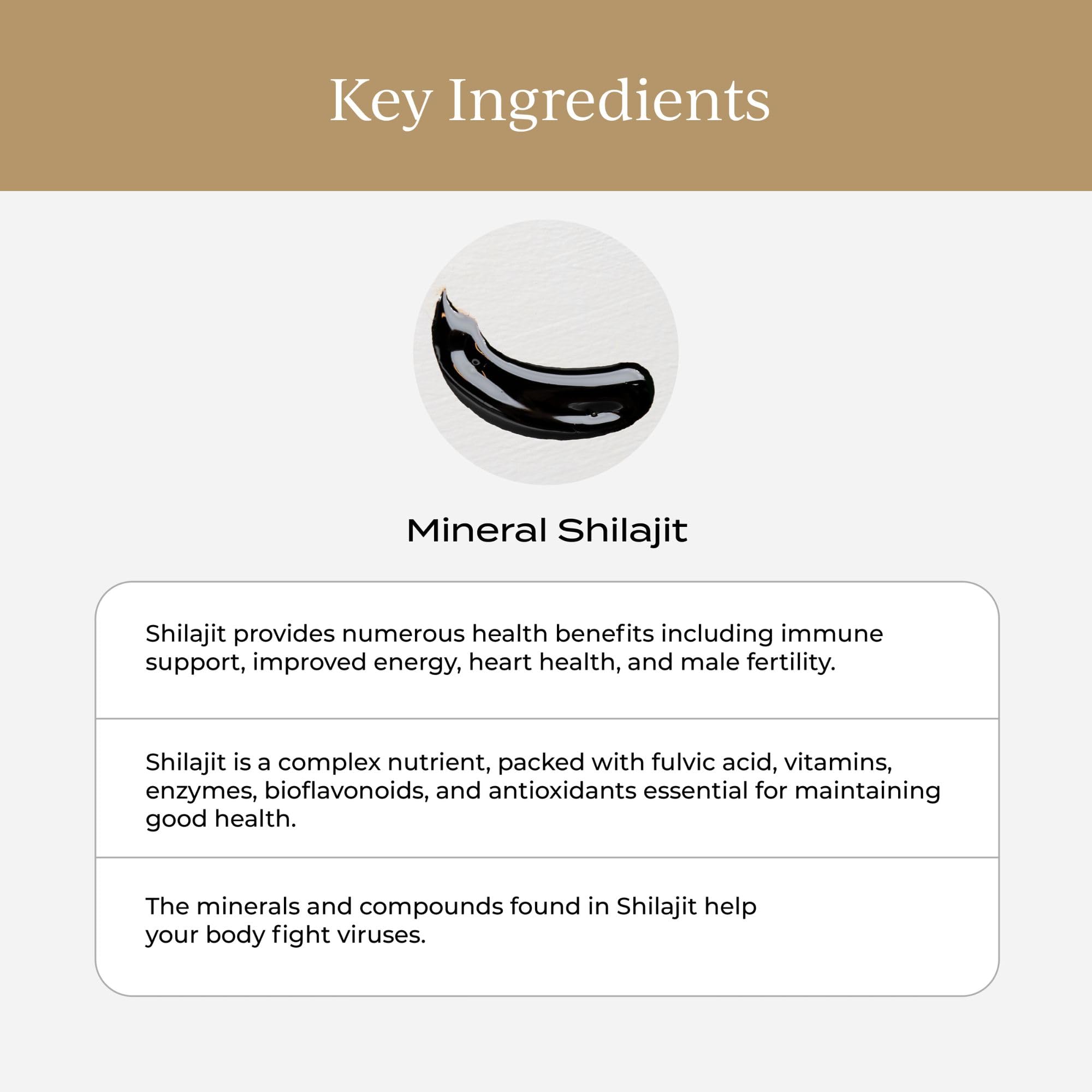CYMBIOTIKA Shilajit resin bottle highlights gold content and minerals