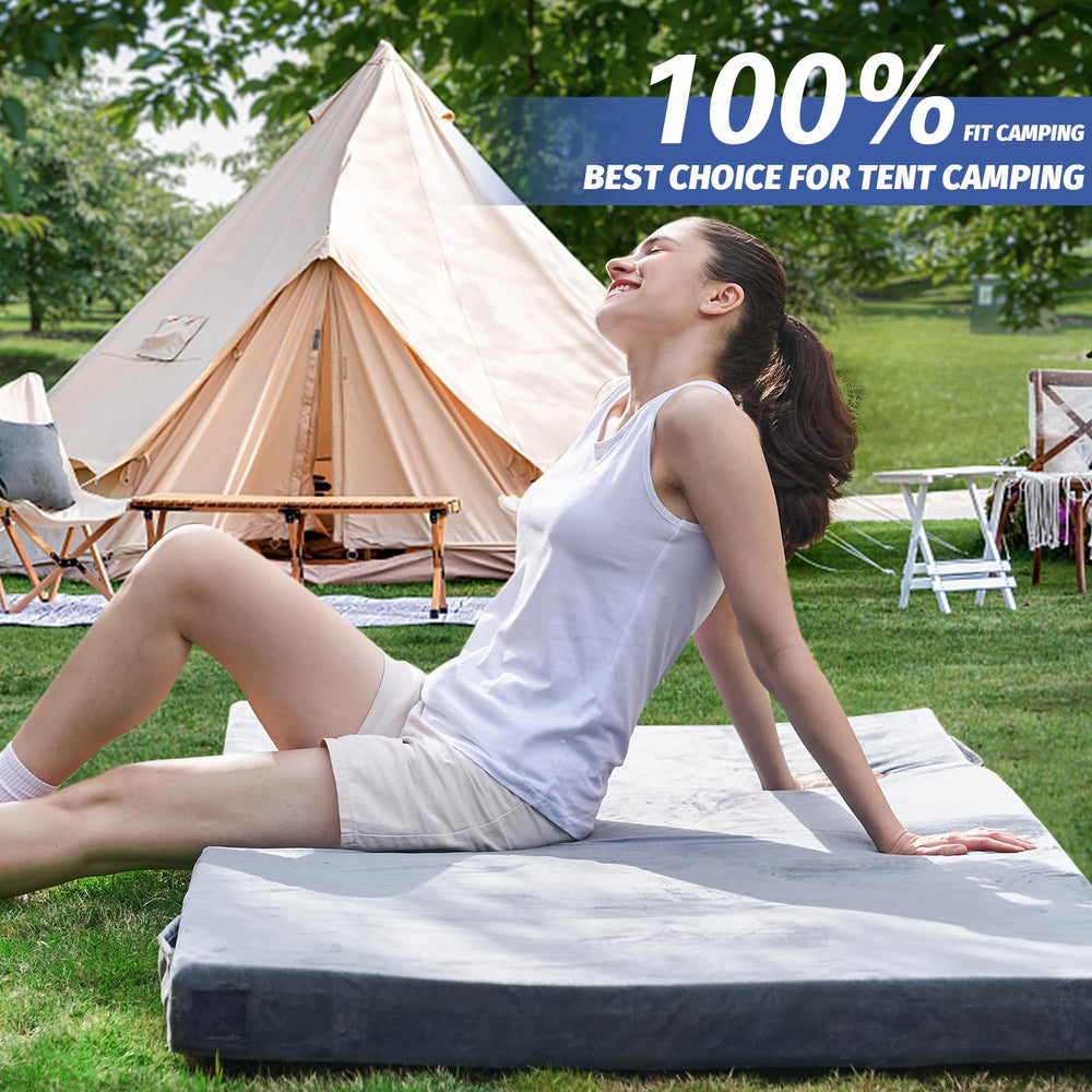 CYMULA camping pad with waterproof non-slip bottom on rugged terrain.