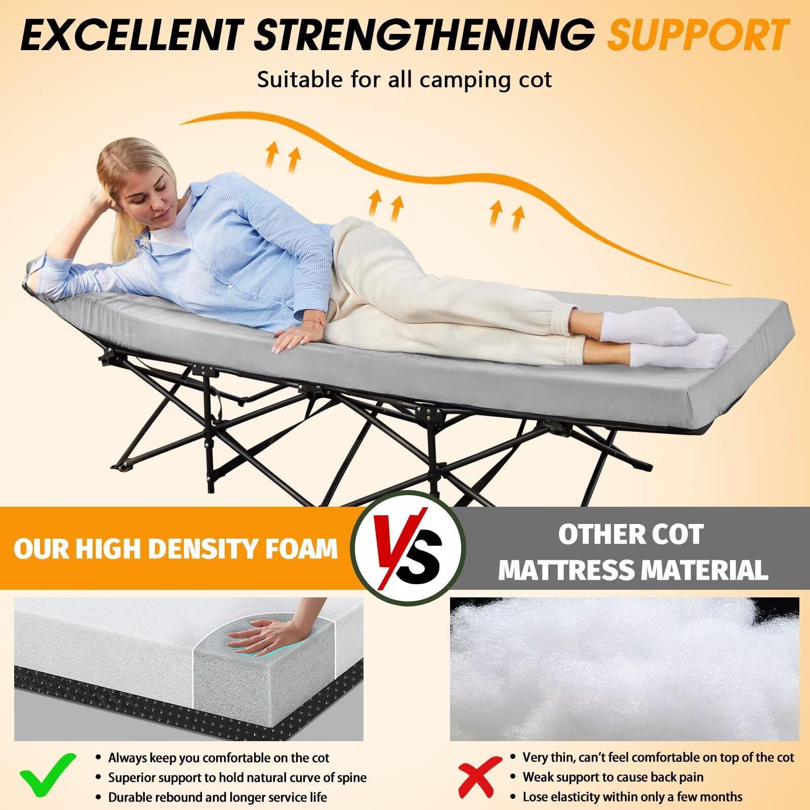 CYMULA cot mattress secured with straps on a bed setup