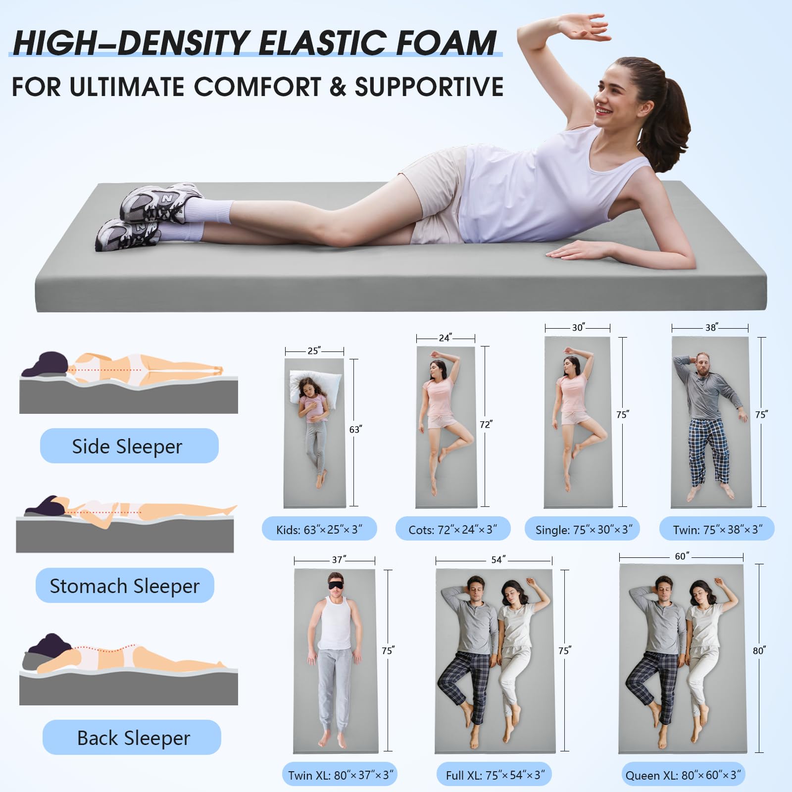 CYMULA memory-foam camping mattress in use on a tent floor for comfort.