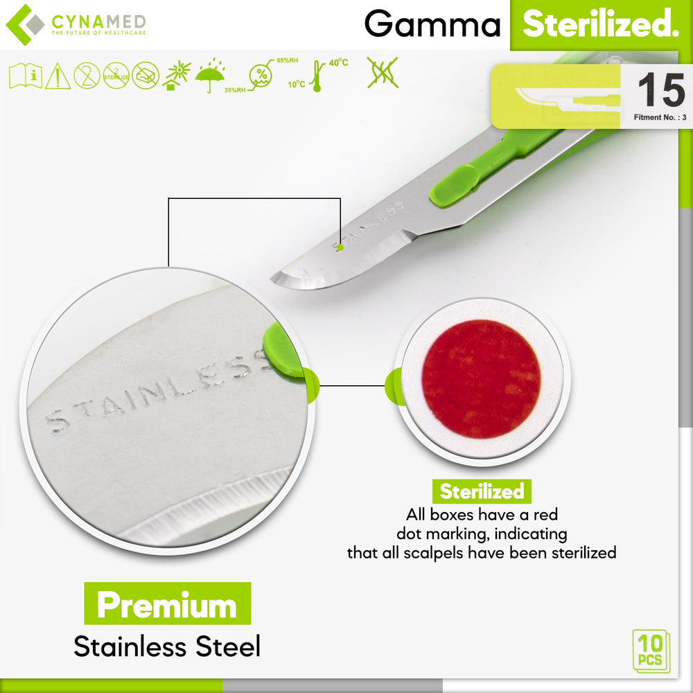 Cynamed plastic handle with 6 cm ruler for precise measurements.