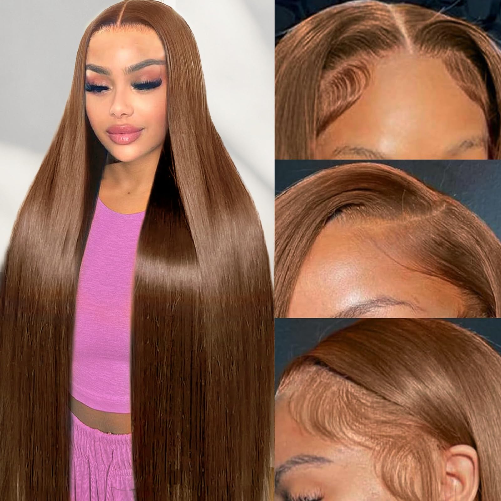 Cypha 28-inch chocolate brown lace-front wig cap closeup for seamless fit