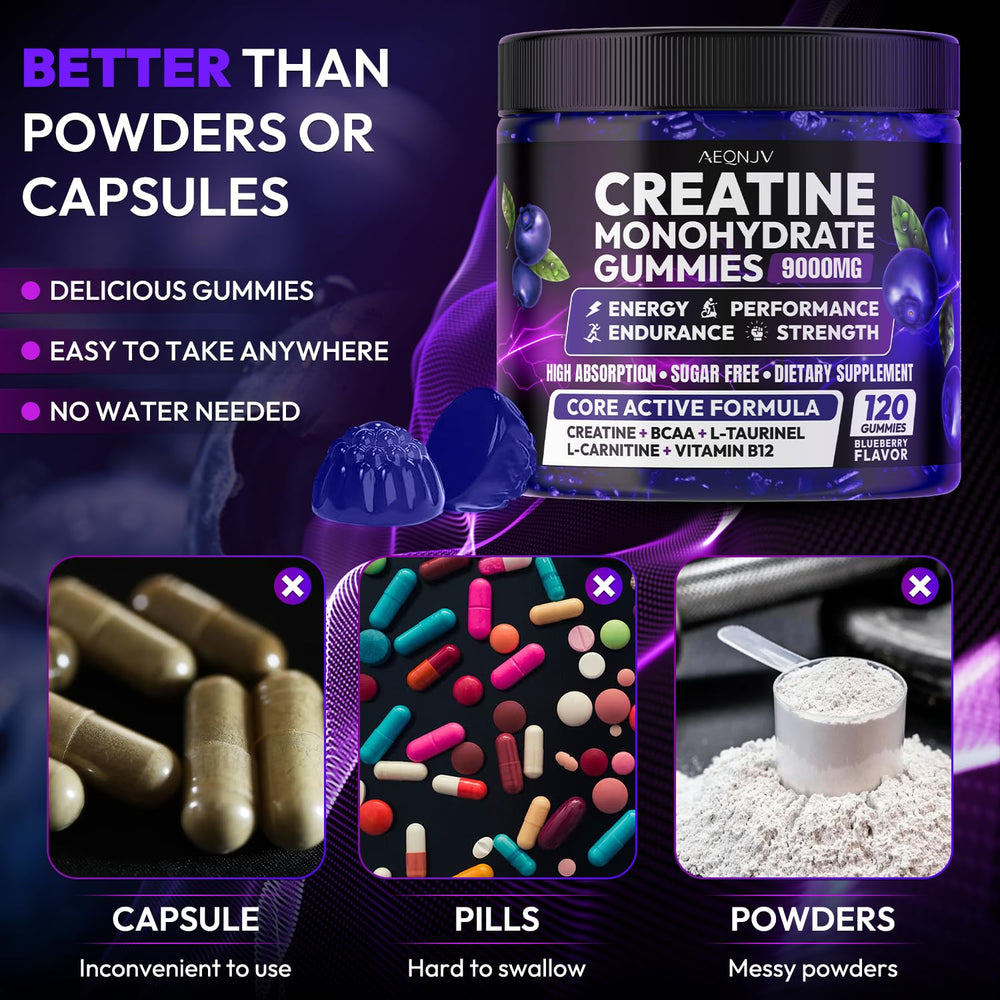 Cytona AEQNJV Creatine Gummies blueberry flavor close-up highlights natural taste