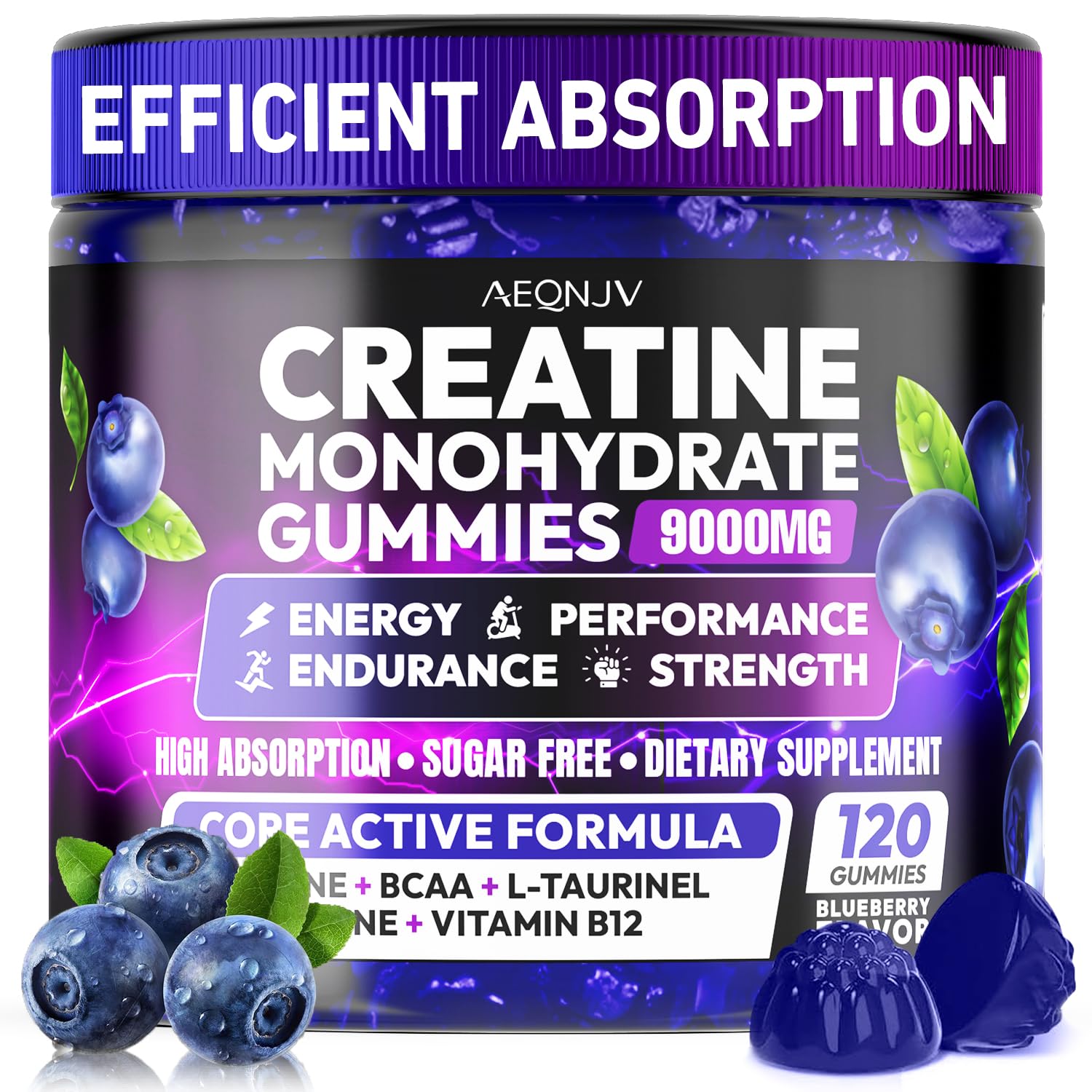 Cytona AEQNJV Creatine Gummies bottle view showing sugar-free vegan formula for workouts