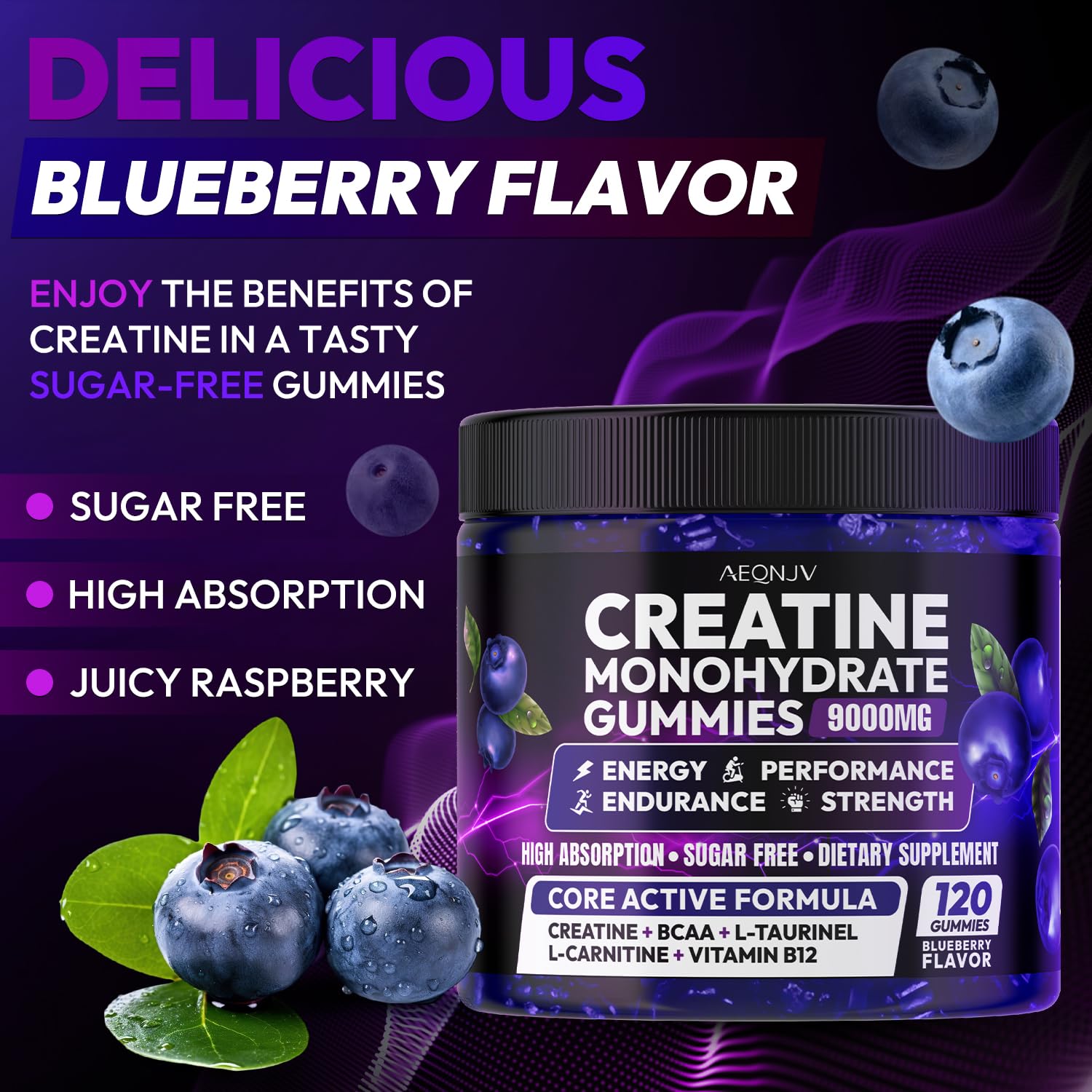 Cytona AEQNJV Creatine Gummies ingredients close-up highlighting performance-enhancing blend