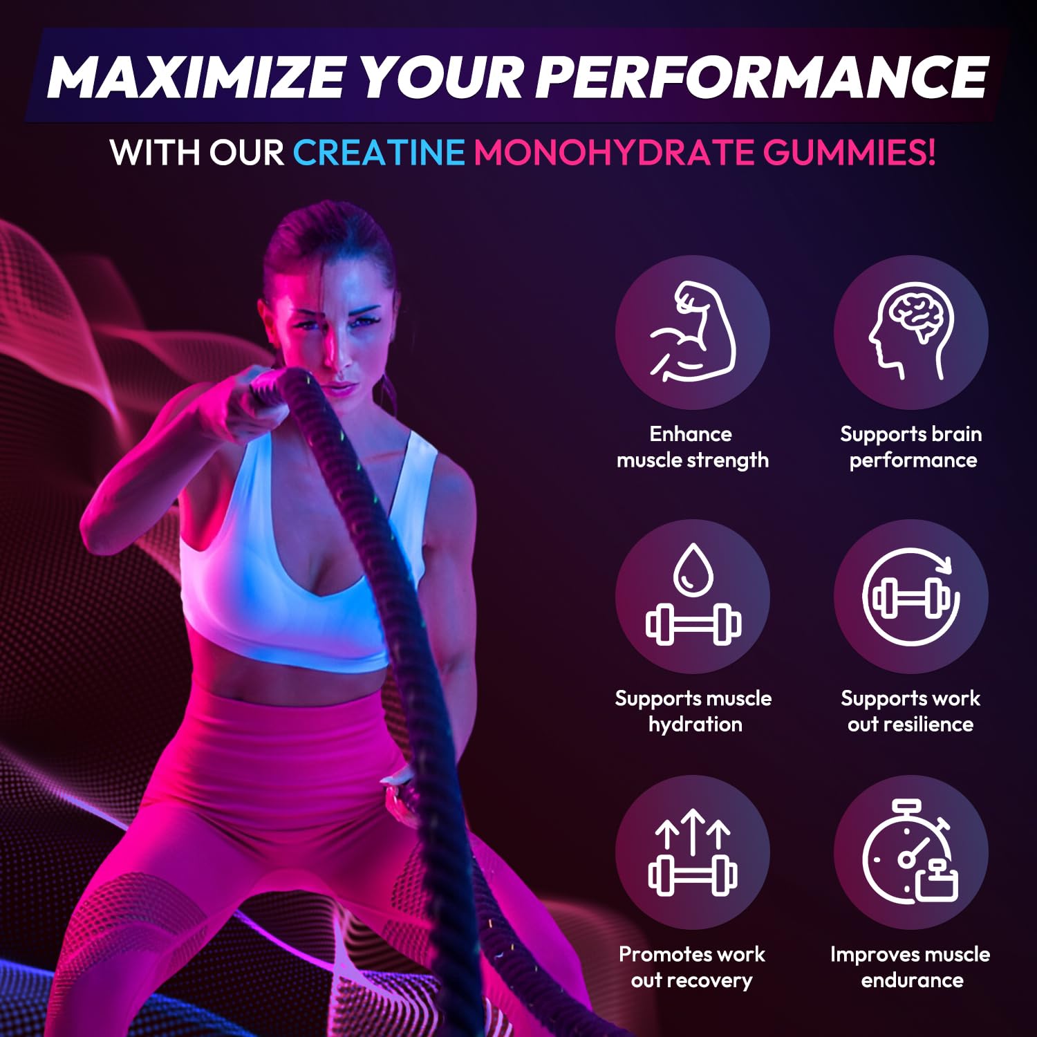 Cytona Creatine Gummies ingredients panel featuring creatine and BCAA blend