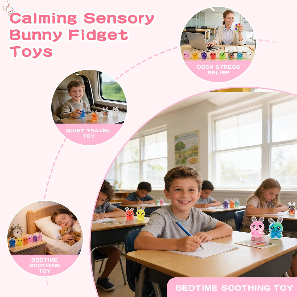 Cyunda party-favor bunny squishies add colorful take-home fun.