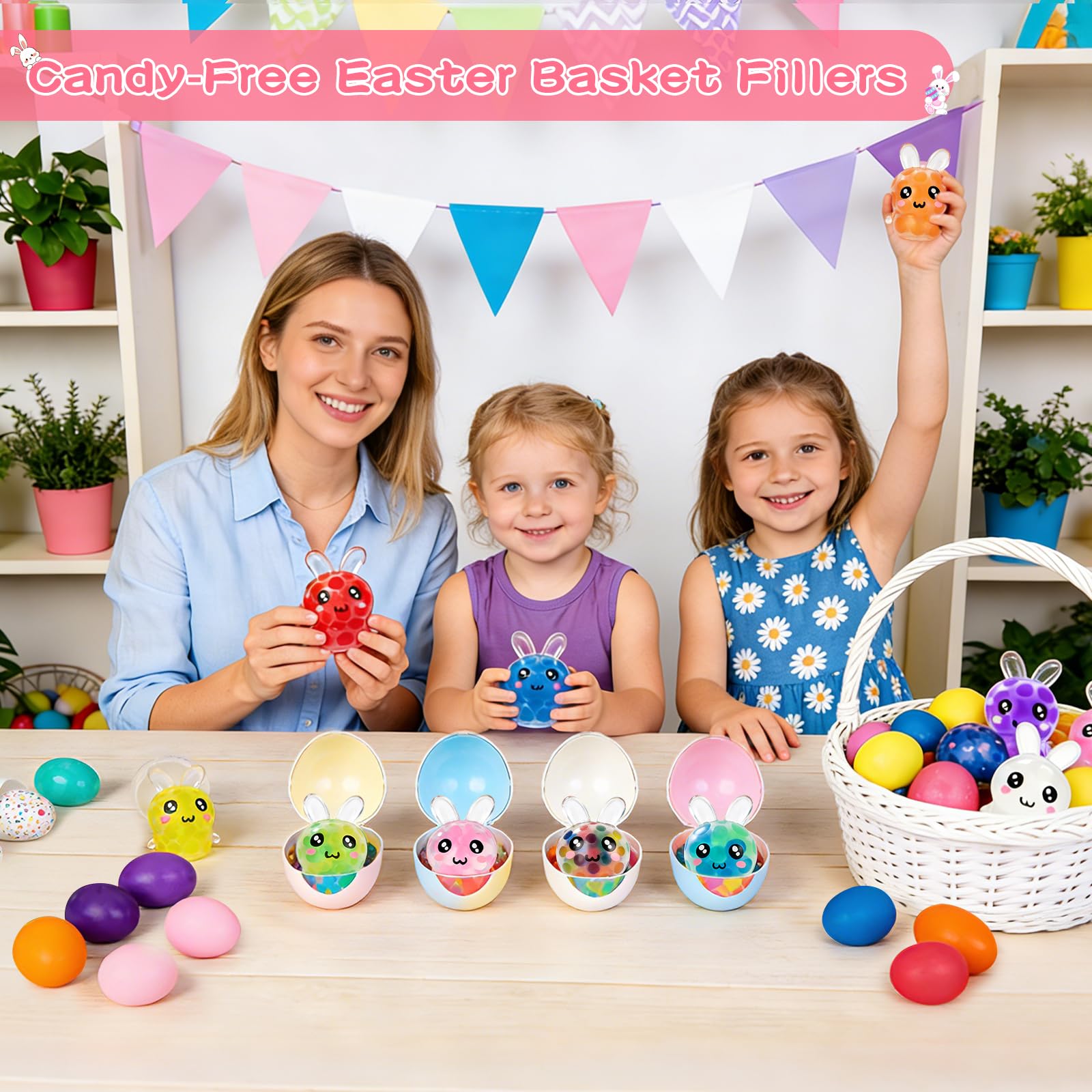 Cyunda quiet-play bunny squishies fit into desks for focused activities.